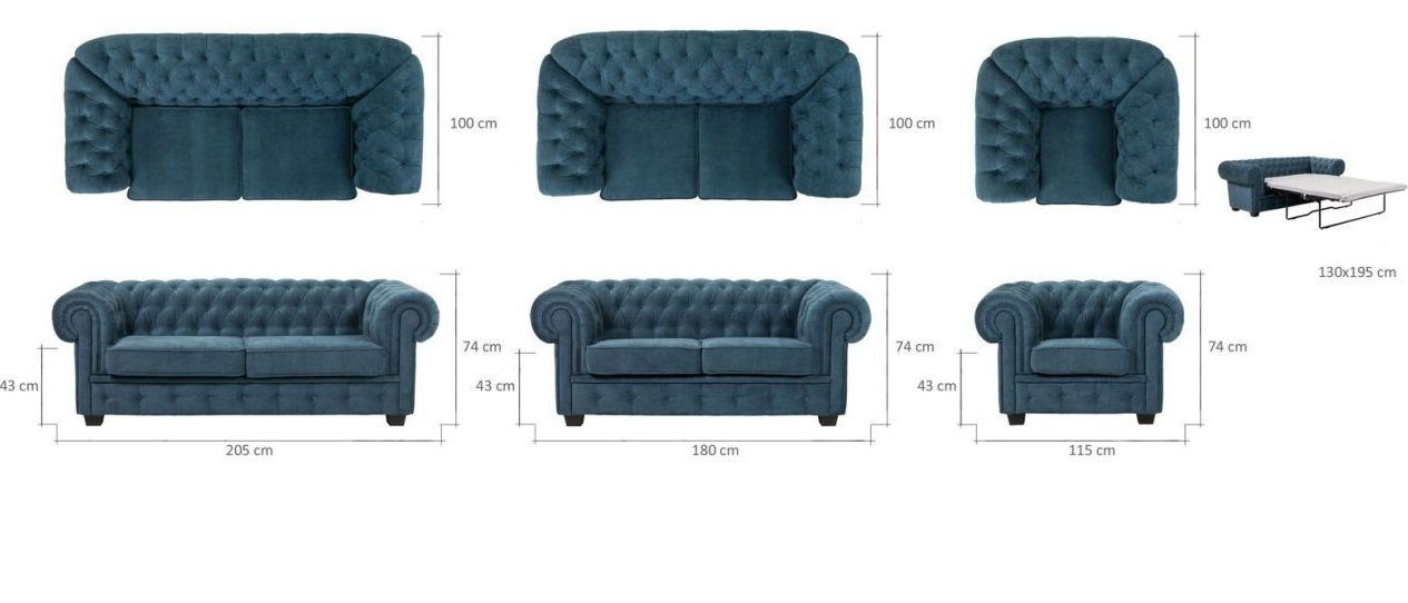 Neu, Luxus Europe in 3+2+1 Türkis Chesterfield Modern JVmoebel Sofagarnitur Chesterfield-Sofa Made Set