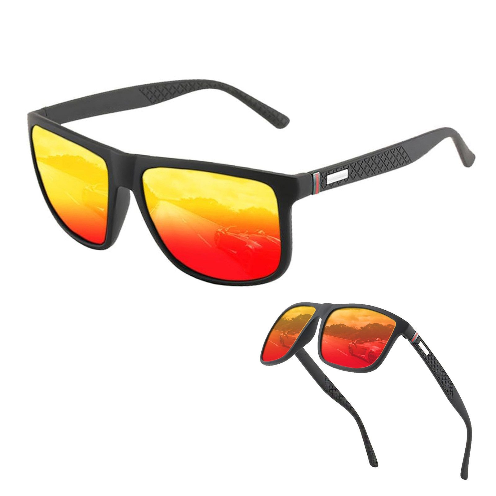OKWISH Sonnenbrille 2Paar Polarisiert Sportbrille Herren Damen (UV400-Schutz, 2-St., Klassisch, HD-Pilotobjektive, Voller Blendschutz, Reisebrille) für Outdoor Camping Reisen Freizeit Laufen Radfahren usw