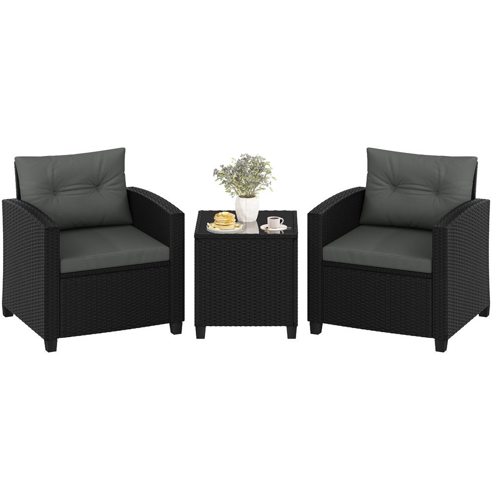 Yaheetech Gartenlounge-Set Gartenmöbel-Set aus 2 Sesseln & 1 Beistelltisch, Terrassenmöbel-Set Balkonset Rattan-Optik für Terrasse/Balkon/Garten