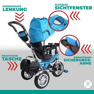 miweba Dreirad-Kinderwagen 7in1 Kinderschieber KSF10 inkl. Sonnendach & abnehmbare Schiebestange, (1-tlg), Kinderwagen Schieber - inkl. Sonnendach & Klingel