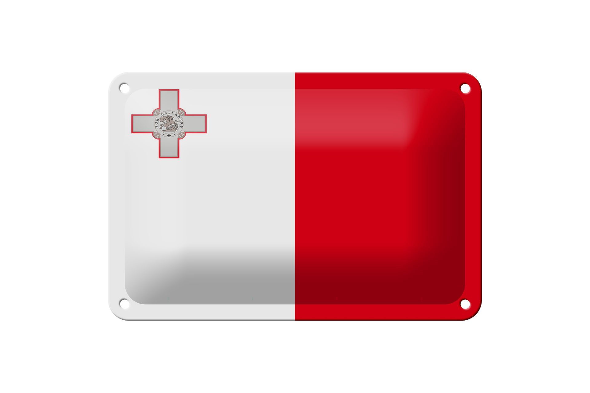 Femer GmbH Metallschild Flagge Maltas 18x12cm Flag of Malta, (1 St), gewölbte Oberfläche, abgerundete Ecken, umgeschlagene Kanten