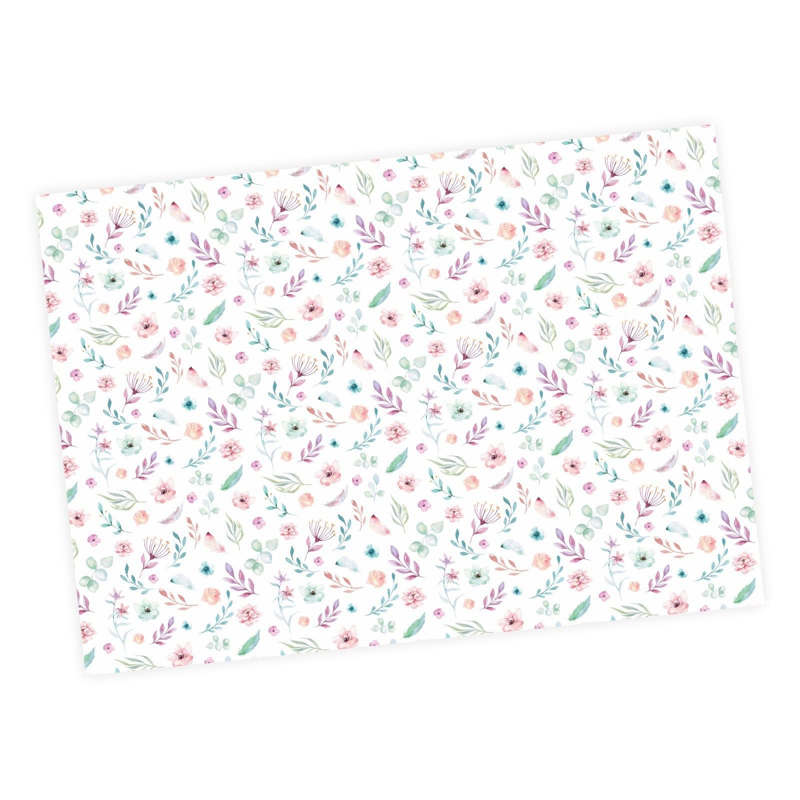 nikima Оберточная бумага Blumen/Federn bunt Aquarell Упаковочная бумага, 5 Bögen
