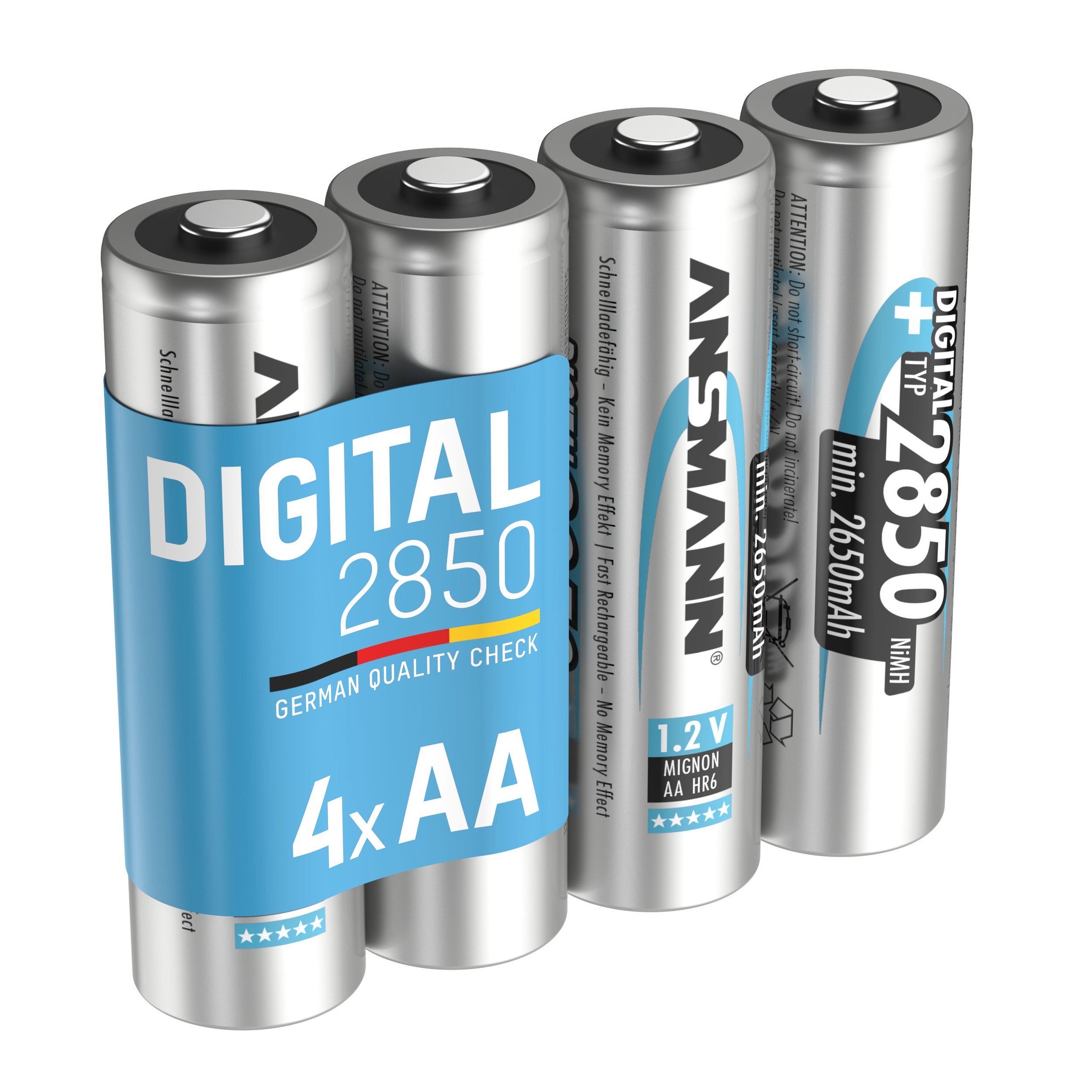 ANSMANN AG Akku AA 2850mAh Mignon NiMH 1,2V - 1000x wiederaufladbar (4 Stück) Akku 2850 mAh (1.2 V)