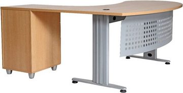 Furni24 Schreibtisch Schreibtisch, Winkelschreibtisch "Gela", Buche Dekor, rechts gewinkelt