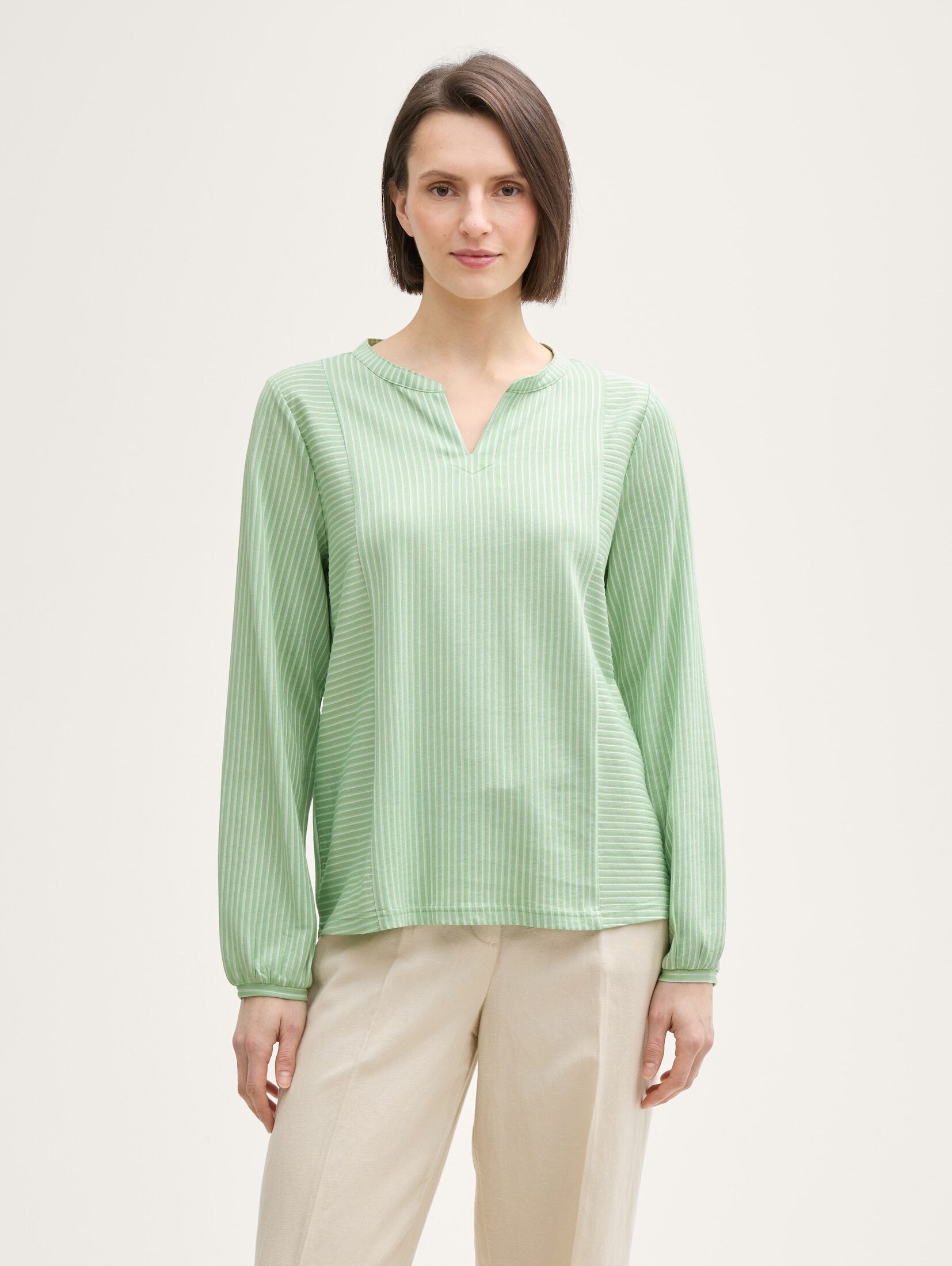 Langarmshirt Bluse mit Streifenmuster