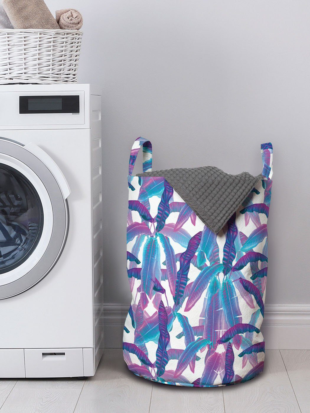 Abakuhaus Wäschesäckchen Wäschekorb mit Dschungel-Laub Waschsalons, Kordelzugverschluss Blätter- für Griffen Tropic