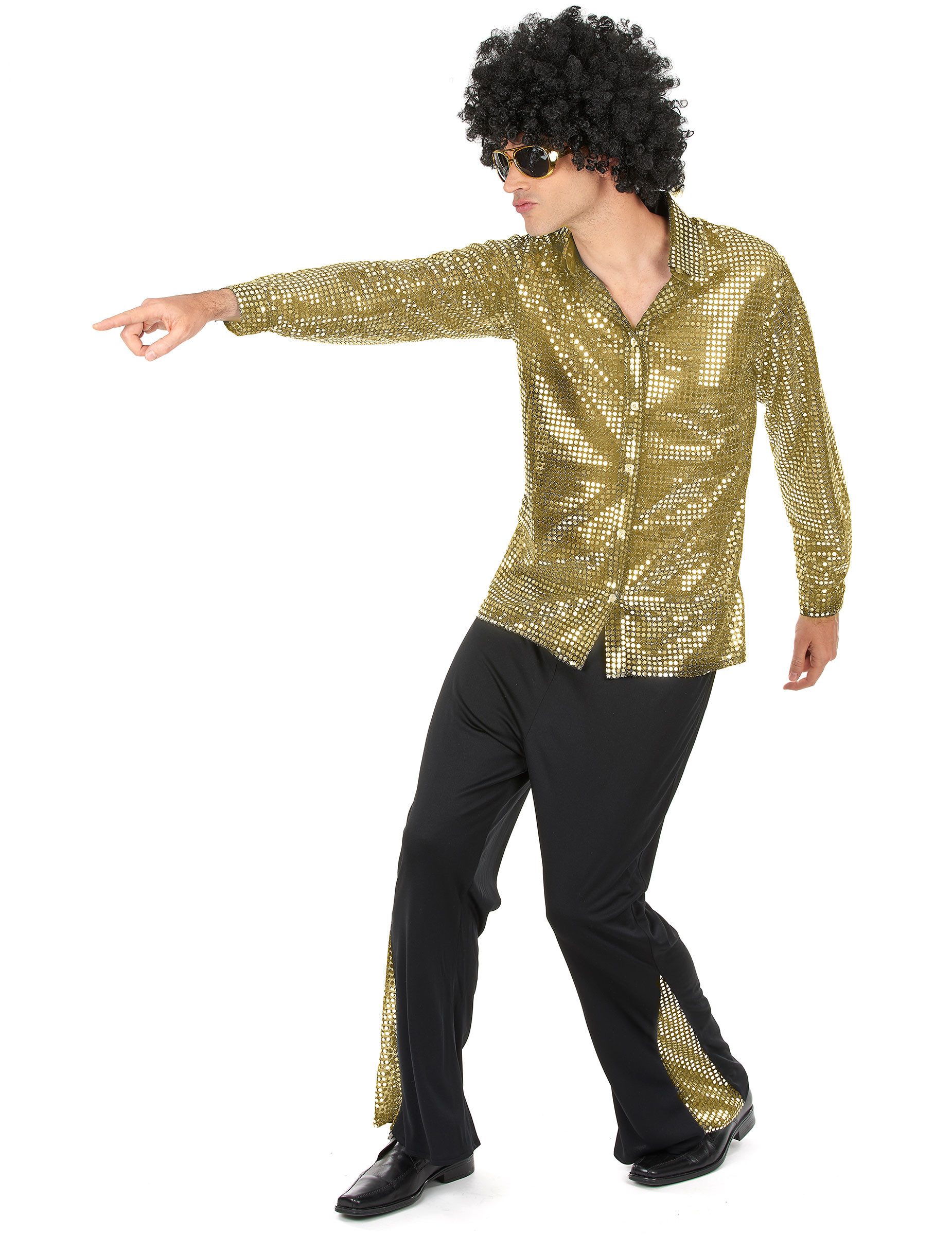 JADEO Kostüm Disco Kostüm für Herren gold-schwarz