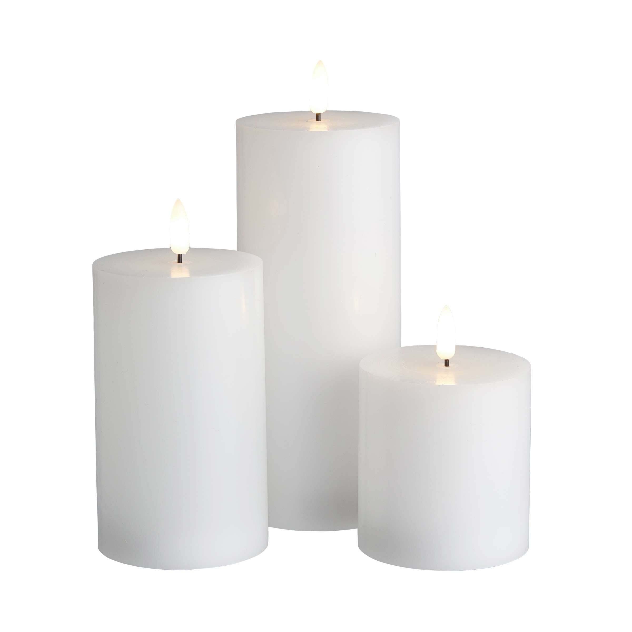 Weiß mit NORDIC LED-Kerzen LED-Kerze Fernbedienung 3-tlg. BUTLERS LIGHT
