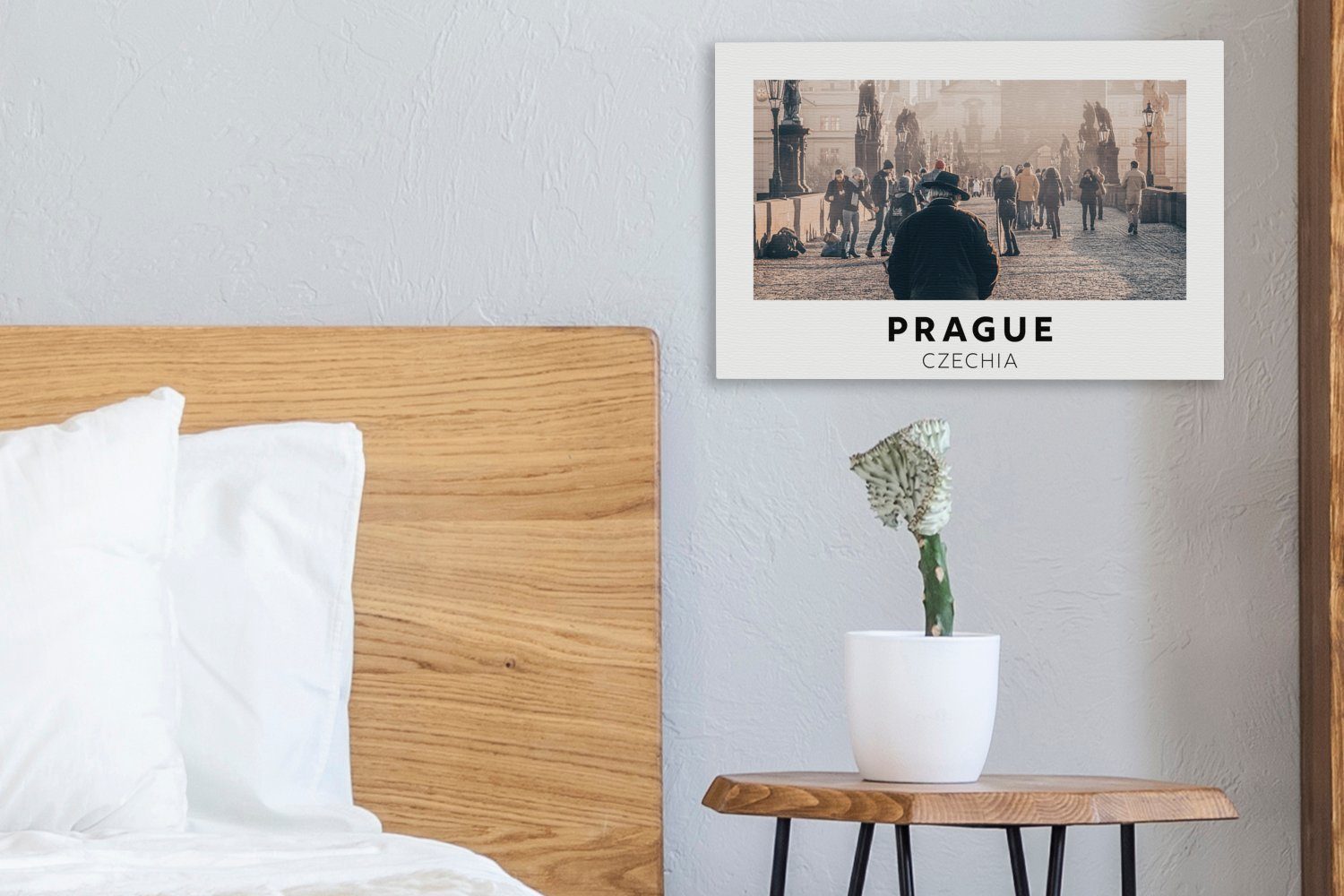 OneMillionCanvasses® Leinwandbild Prag - Aufhängefertig, Republik Wandbild - Leinwandbilder, 30x20 (1 - cm Brücke Architektur, Wanddeko, Tschechische St)