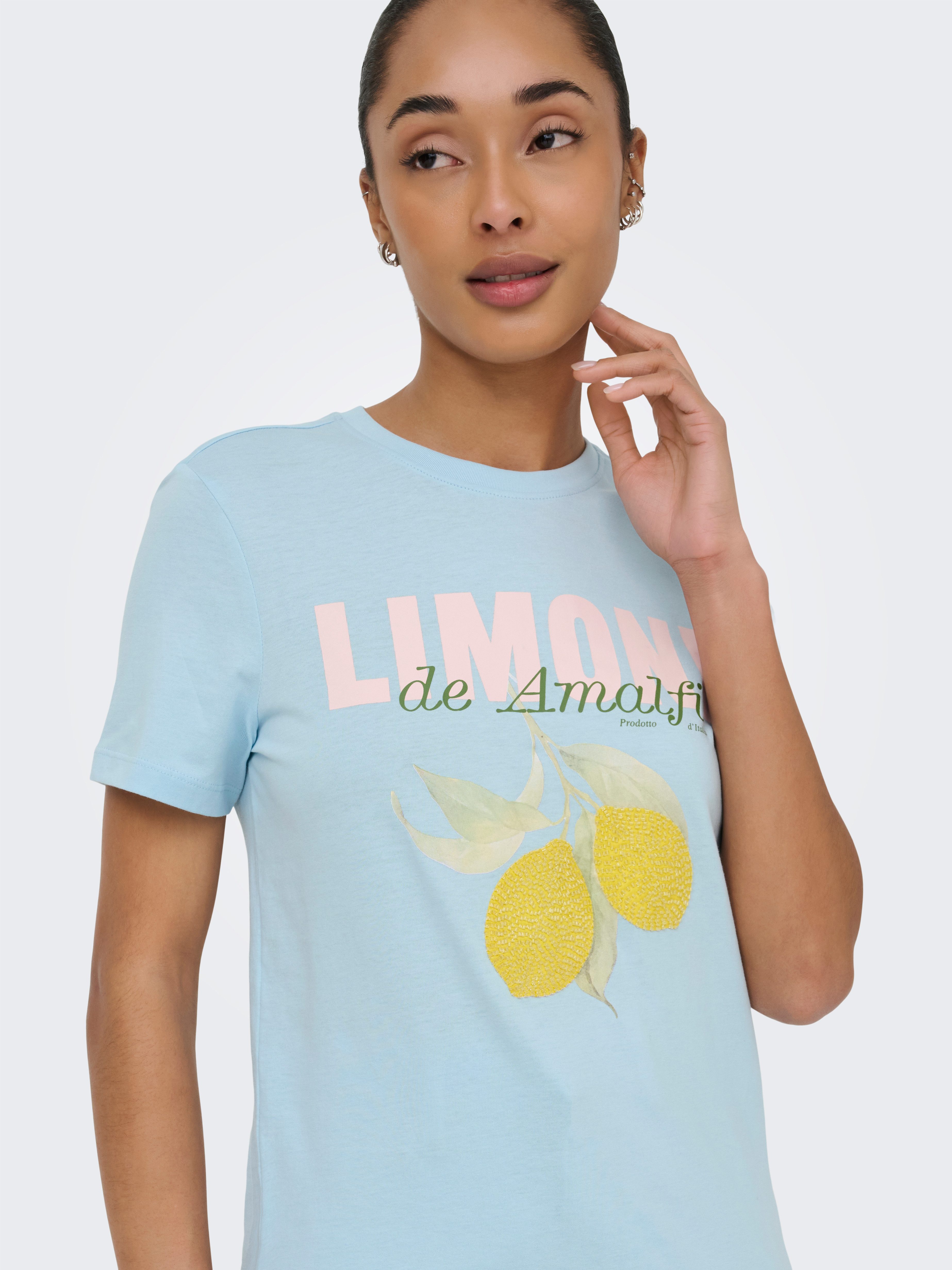 ONLY T-Shirt ONLKITA S/S PEARL TOP BOX JRS Baumwolle, regular fit, Rundhals