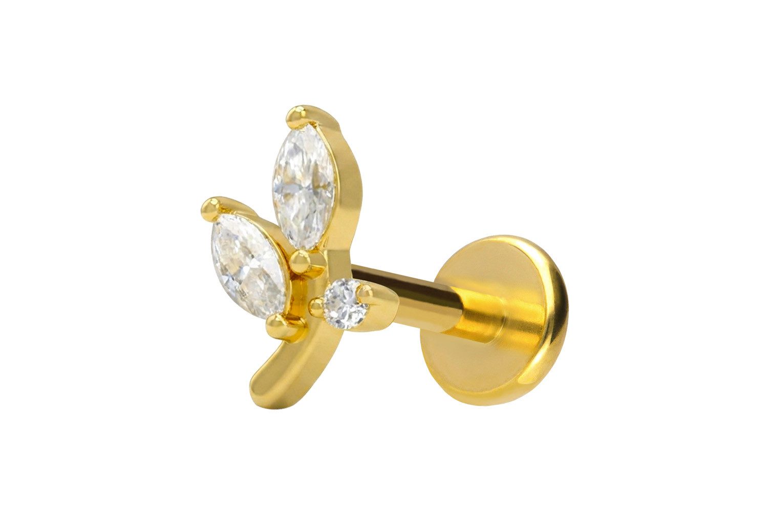 PIERCINGLINE Piercing-Set Titan Labret mit Innengewinde + 925er Silber Aufsatz MOISSANIT-ZWEIG (Labrets, 1-tlg)