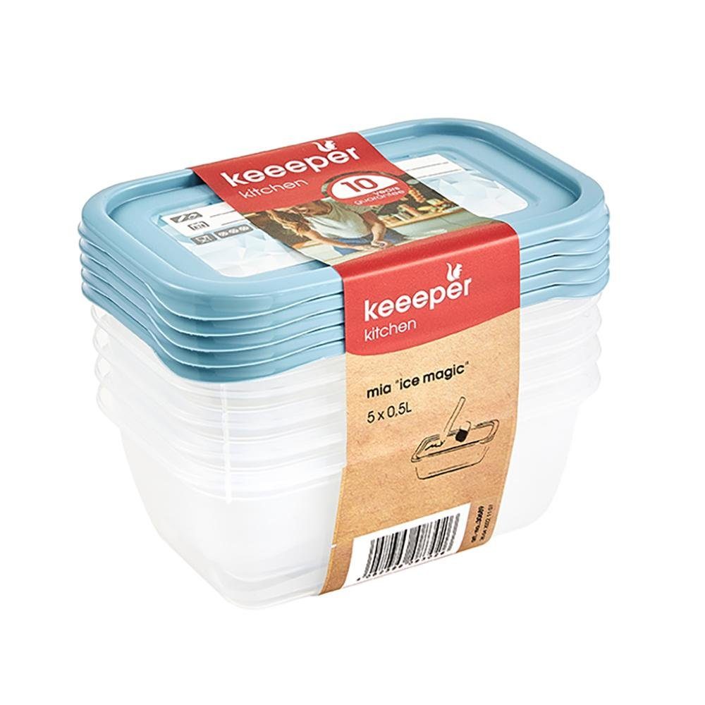 keeeper Vorratsdose keeeper Gefrierdosen-Set Mia "Magic Ice", 5x 0,5 Liter (15,5 x 10,5 x