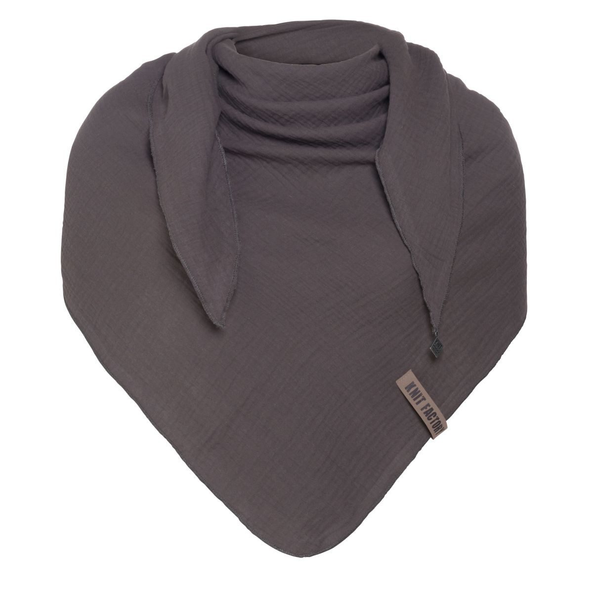 Knit Factory Schal Liv Dreiecksschals 190x85 cm Glatt Anthrazit, (1-St), Schal Strickschal Umhängetuch Tuch Strickware