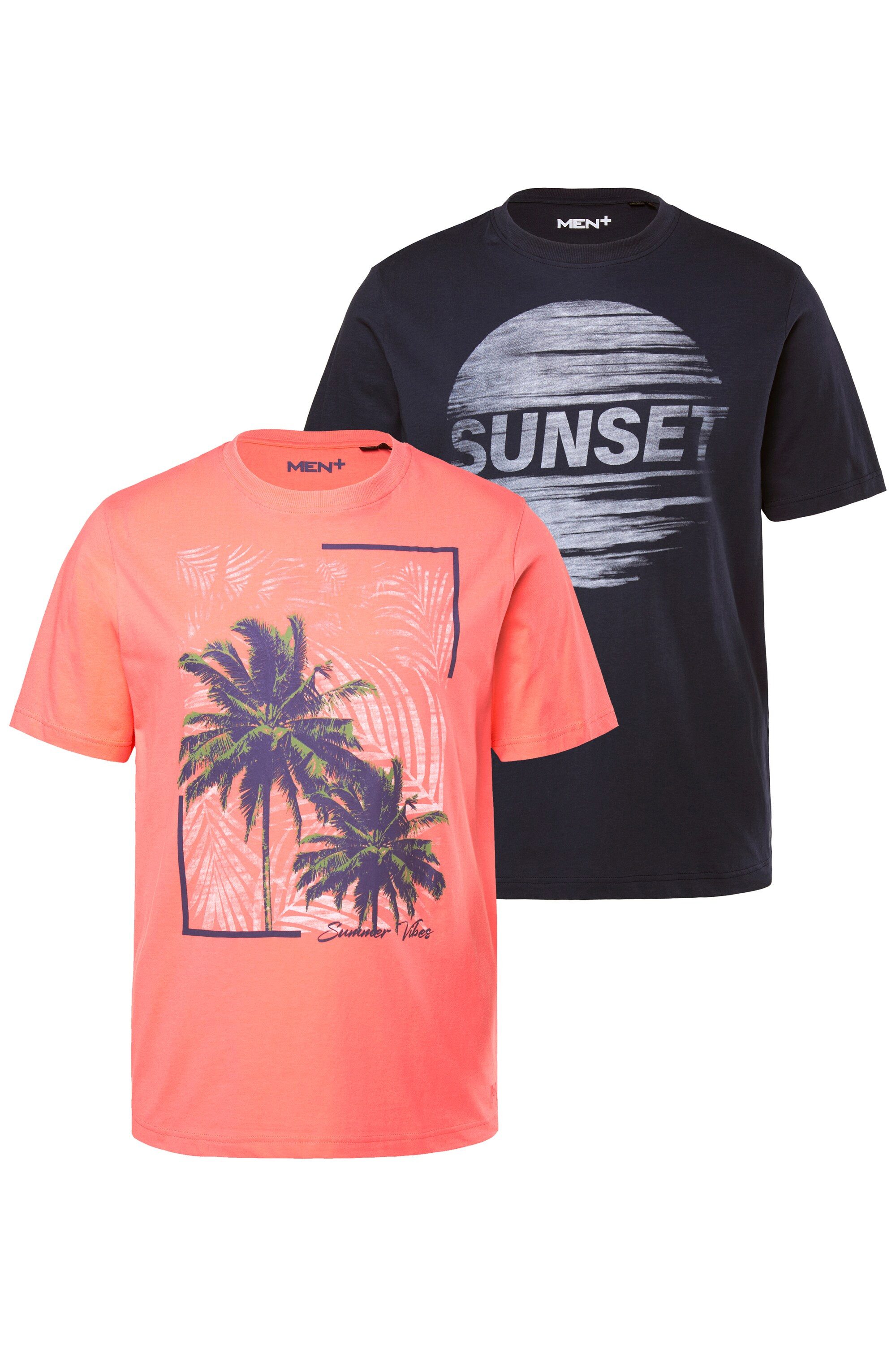 T-Shirt Men+ T-Shirts 2er-Pack Halbarm Print bis 8 XL