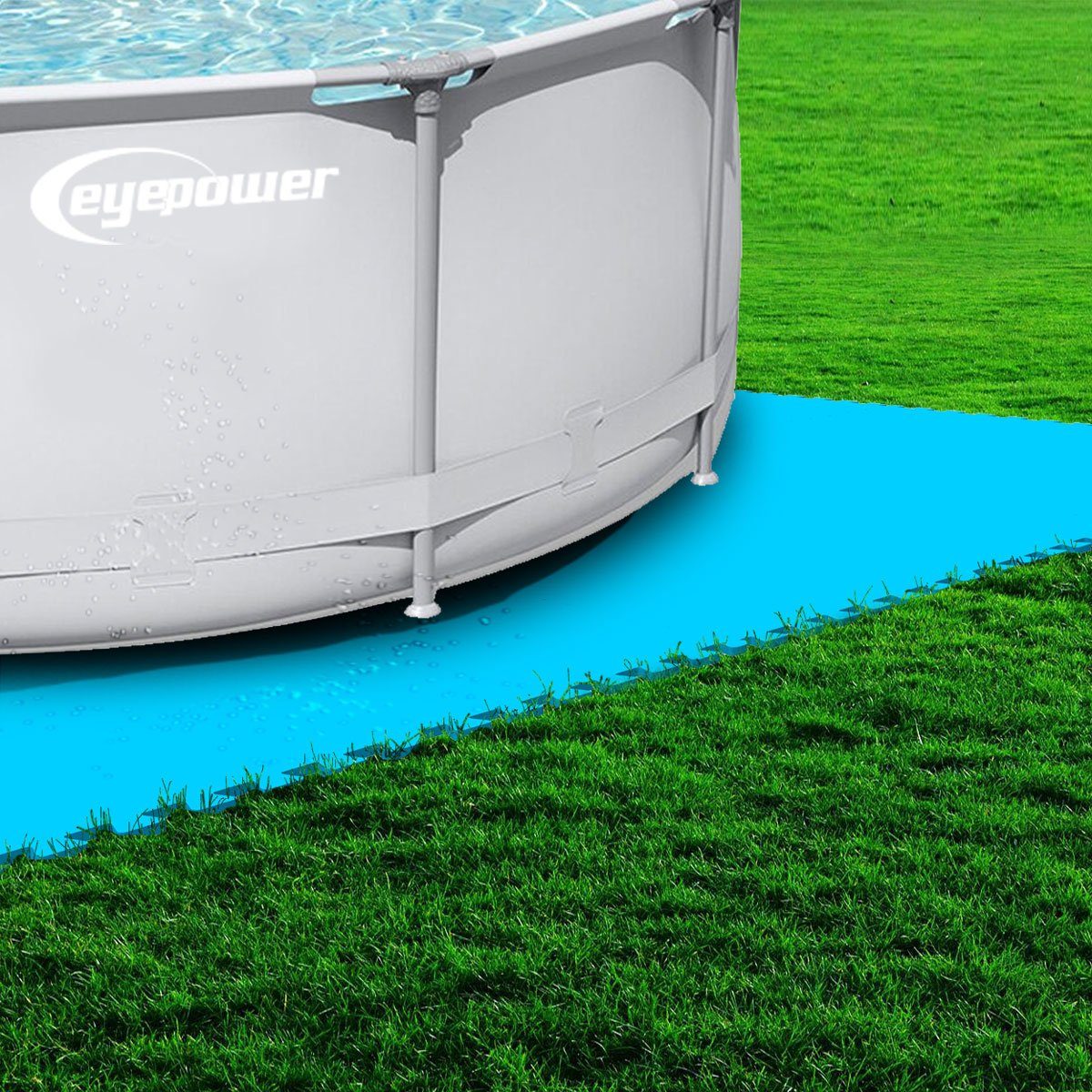 eyepower Pool-Bodenschutzfliese 1 m² Poolmatte aus 4 großen EVA Matten - Rutschfeste Poolunterlage, 1 cm dicke Bodenfliesen - 50 x 50 Unterlegmatten - Whirlpool Unterlage