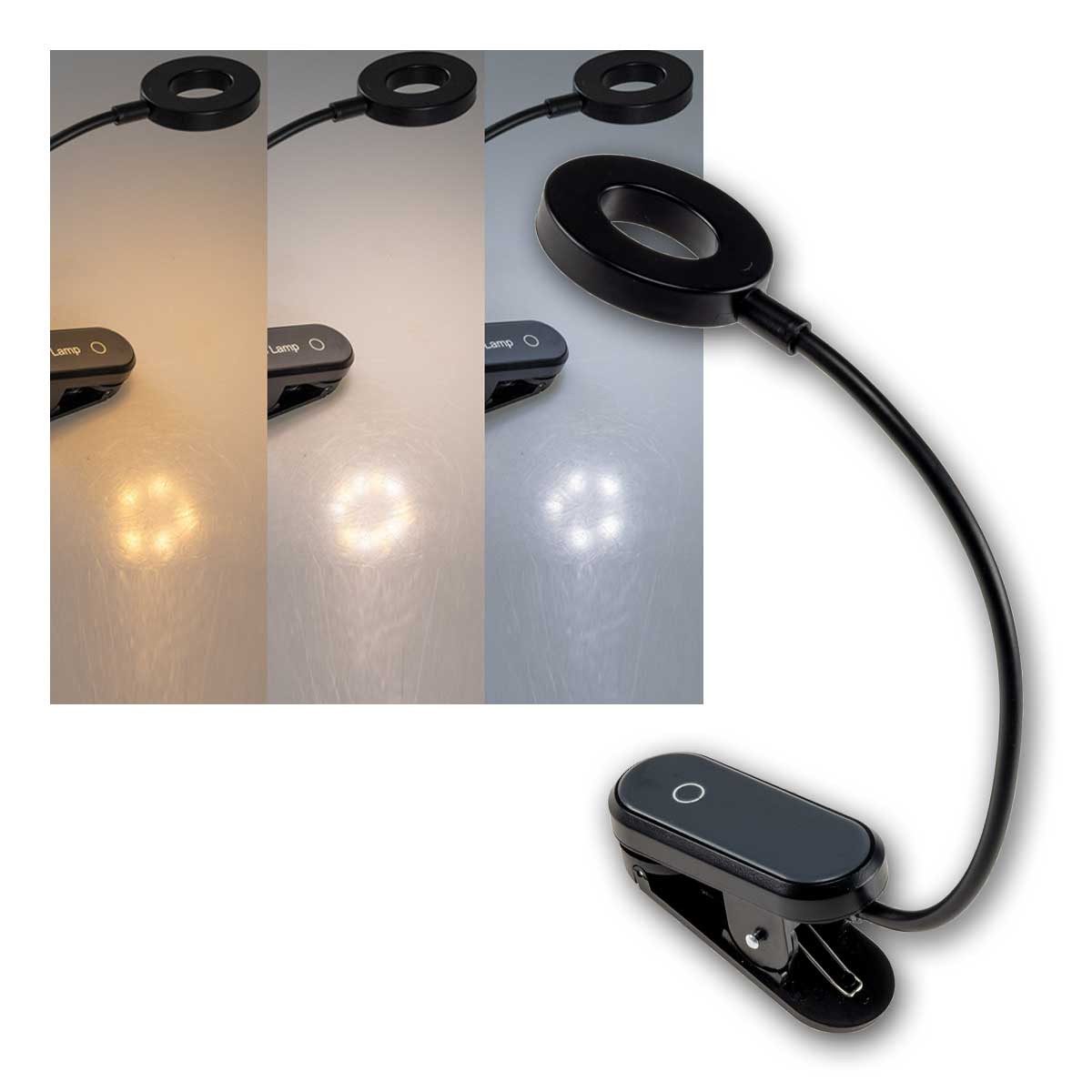 ChiliTec LED Klemmleuchte LED Akku-Leseleuchte / Klemmleuchte 18cm Schwanenh