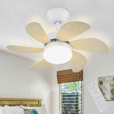 ZMH Deckenventilator Leise Deckenlampe Ventilator Einzelleuchte Fan, Ø75 cm, 40W, Timer Funktion, 6 Flügeln, mit Fernbedienung
