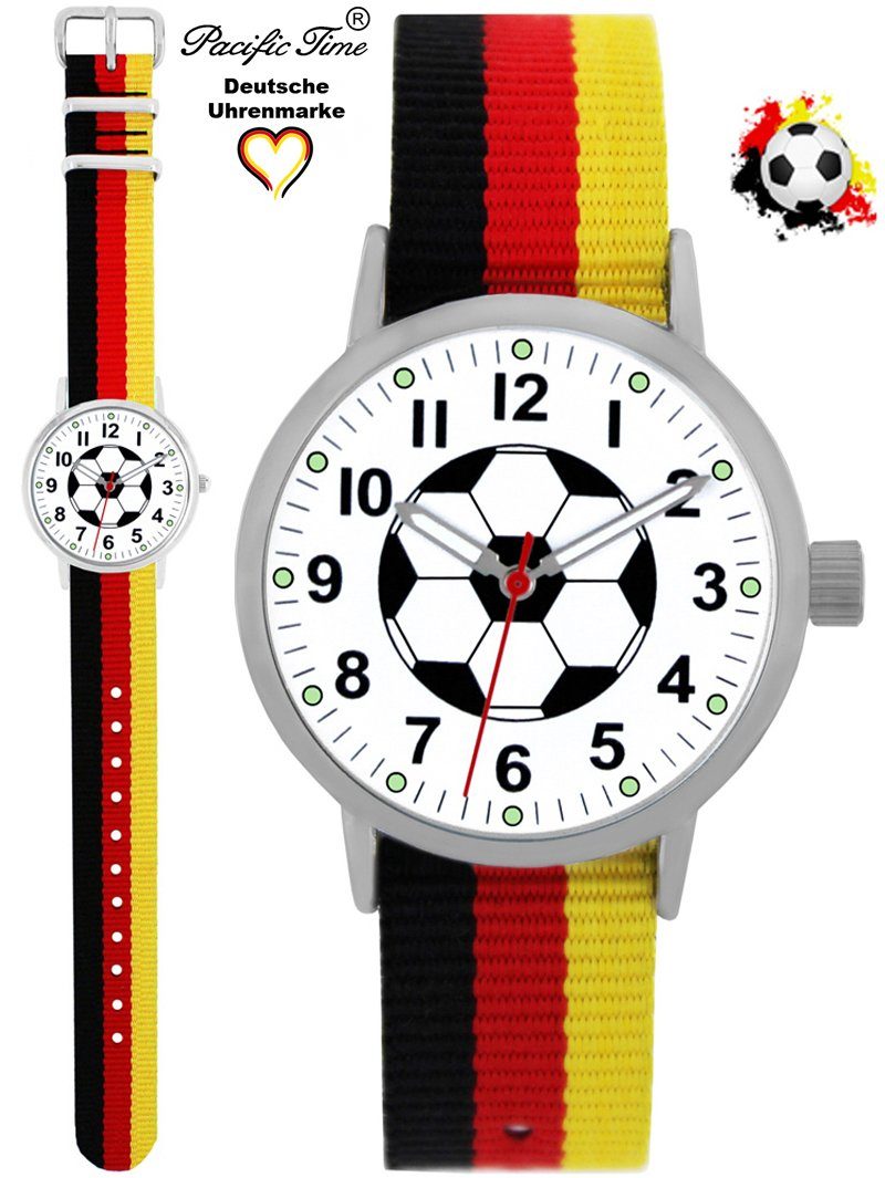 Pacific Time Quarzuhr Kinder Armbanduhr analog Mädchen Jungen Fußball Fan Sport, Wechselarmband Mix and Match - Gratis Versand