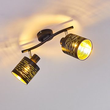 hofstein Deckenleuchte »Vigone« Deckenlampe aus Metall/Kunststoff in Schwarz/Gold, ohne Leuchtmittel, E14, Spot, Gitter-Optik u. Lichteffekt an der Decke