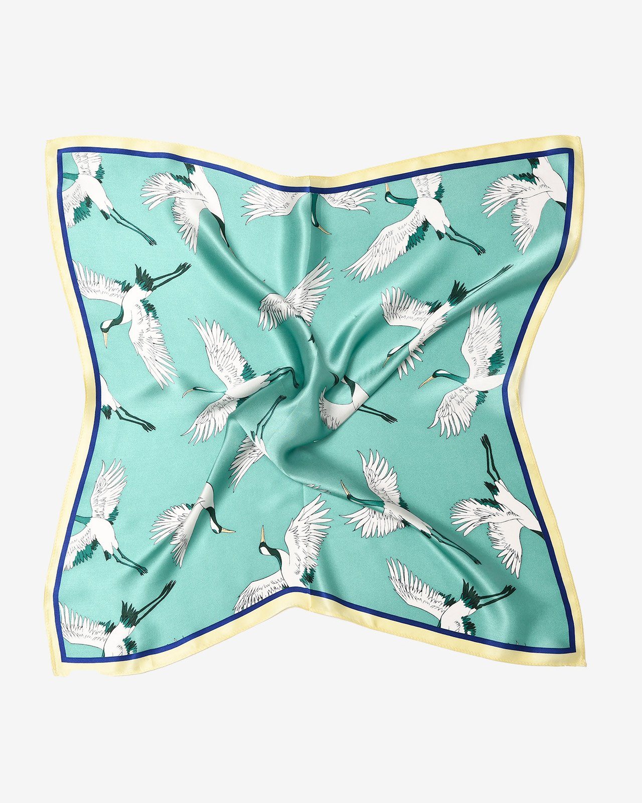 Seidentuch quadratisch Kranich 53x53, Nickituch, Bandana-Schal