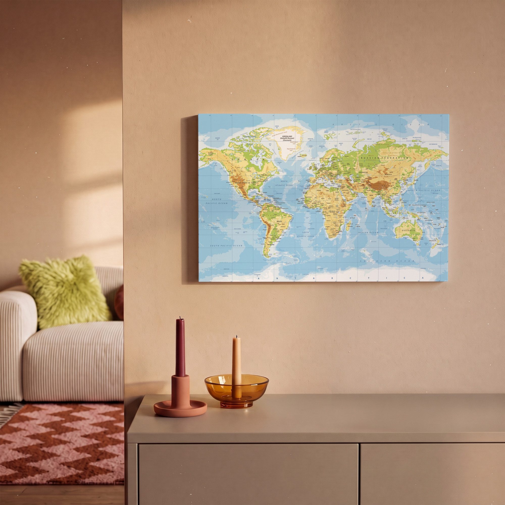 OneMillionCanvasses® Leinwandbild Weltkarte - Statistisch - Blau - Erde - Bildung, Fotodruck (1 St), Leinwand Bilder Klein, Wand Dekoration Aesthetic 30x20 cm – Bild 2 von 5