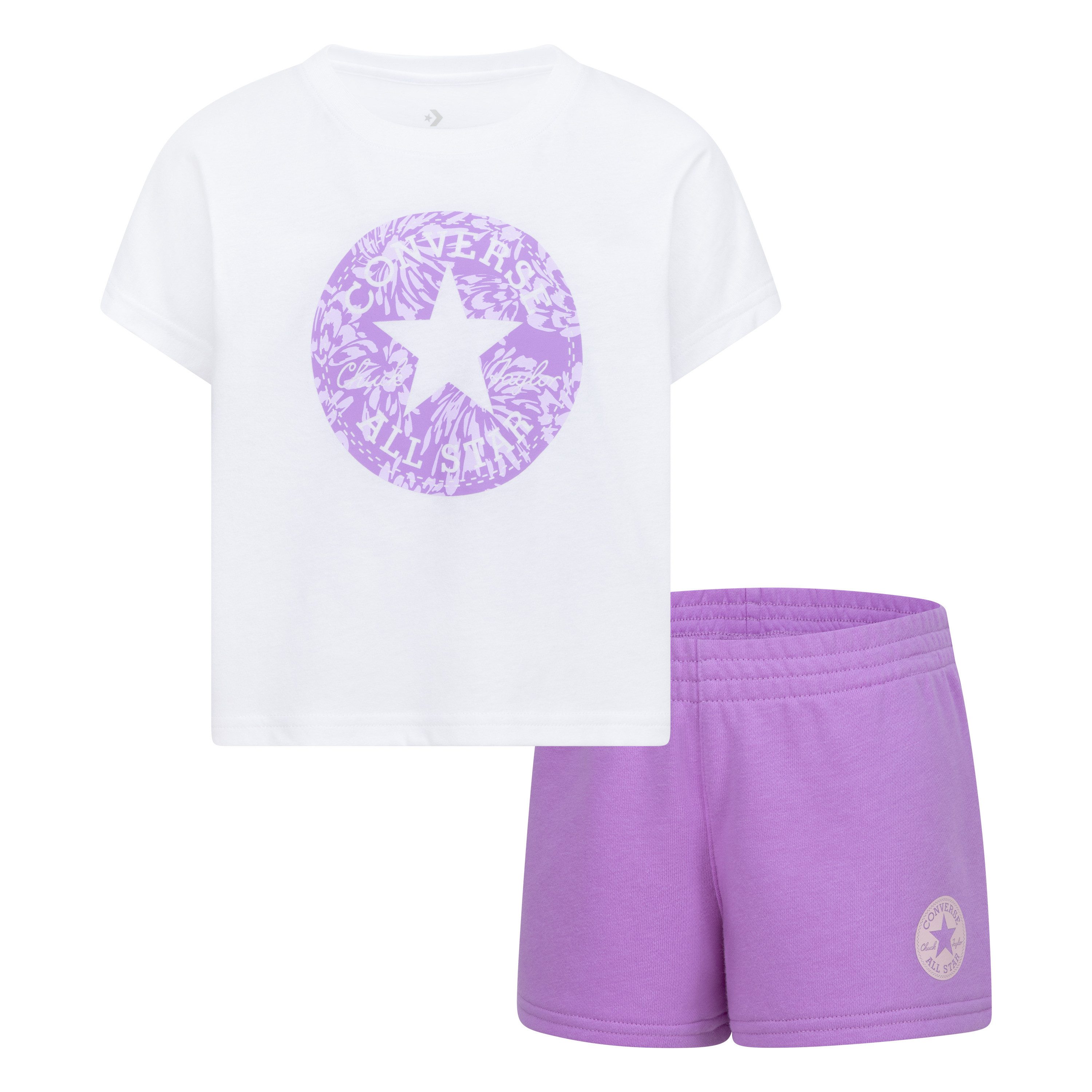 Converse T-Shirt & Shorts CNVG FLORAL TEE & SHORT SET (2-tlg) zweiteiliges Set, für Kinder, aus Baumwolle und Polyester