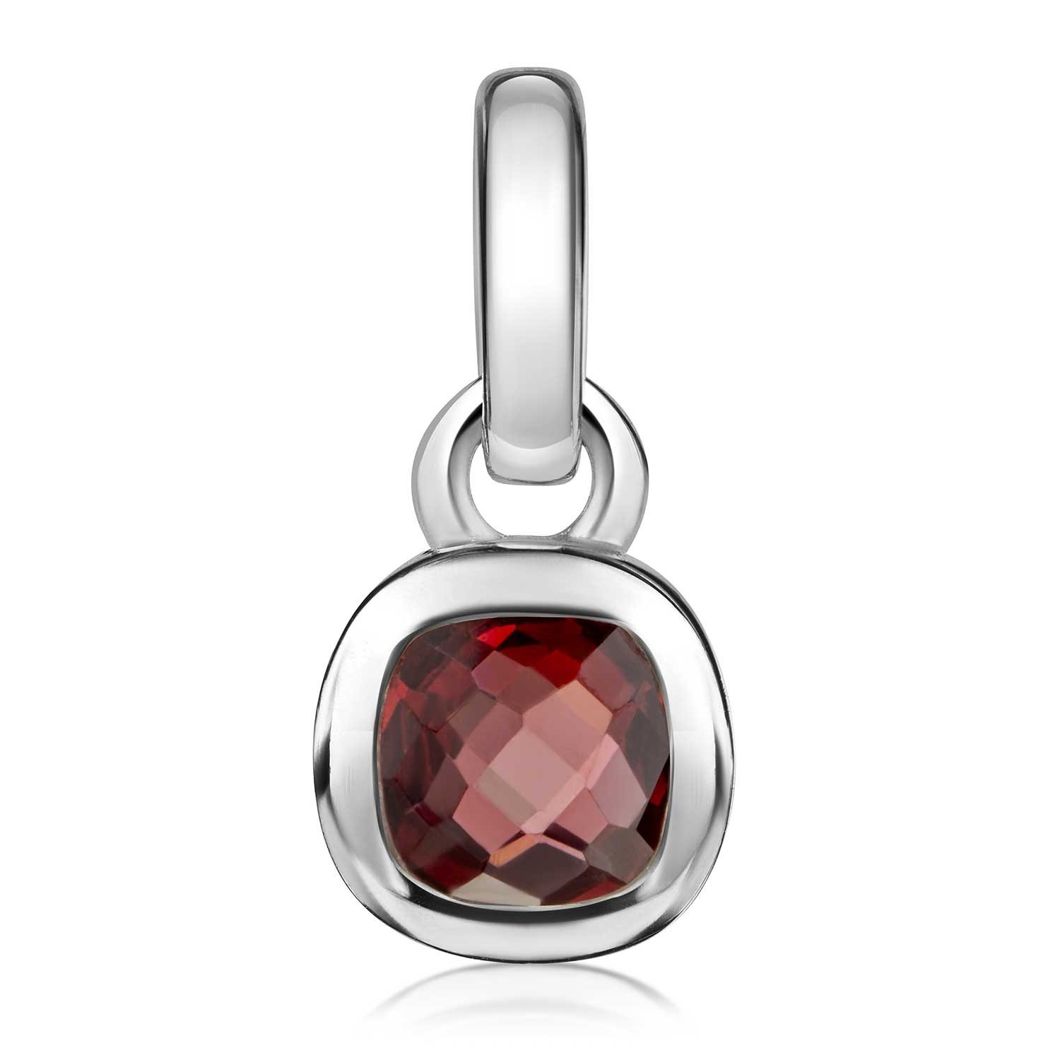 Materia Kettenanhänger Edelstein Granat Rot quadratisch facettiert KA-248-Granat, 925 Sterling Silber