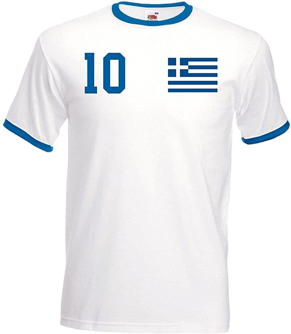 Youth Designz T-Shirt Griechenland Herren T-Shirt im Fußball Trikot Look mit trendigem Motiv Weiß