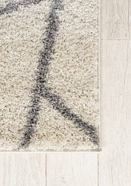Hochflor-Teppich Hochflor Shaggy Teppich für Wohnzimmer - Höhe 30 mm Creme, Mazovia, 60 x 100 cm, Pflegeleicht, Geometrische, Langflor, Rechteckig, Weich