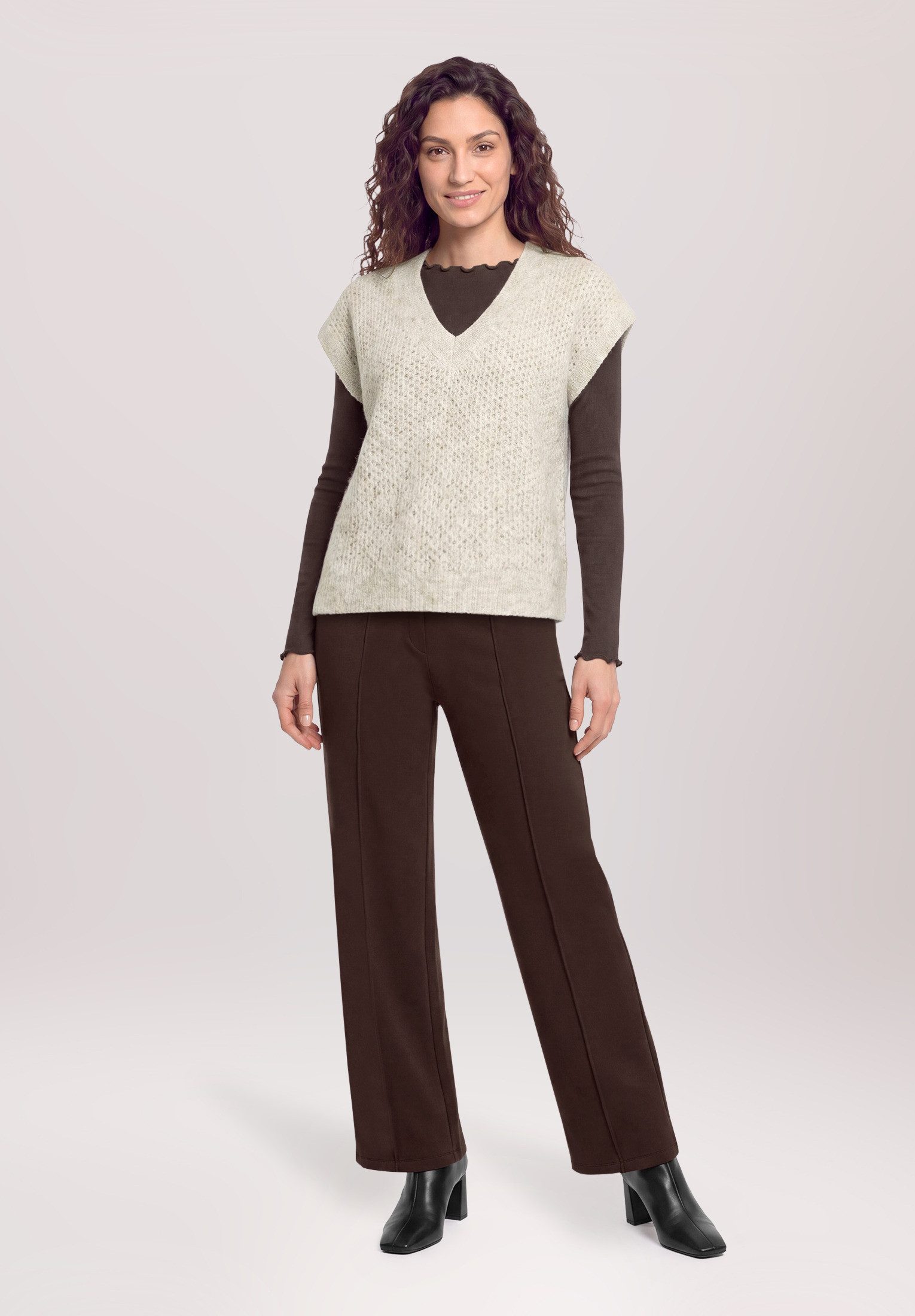 Cartoon Stricktop Damen mit V-Ausschnitt