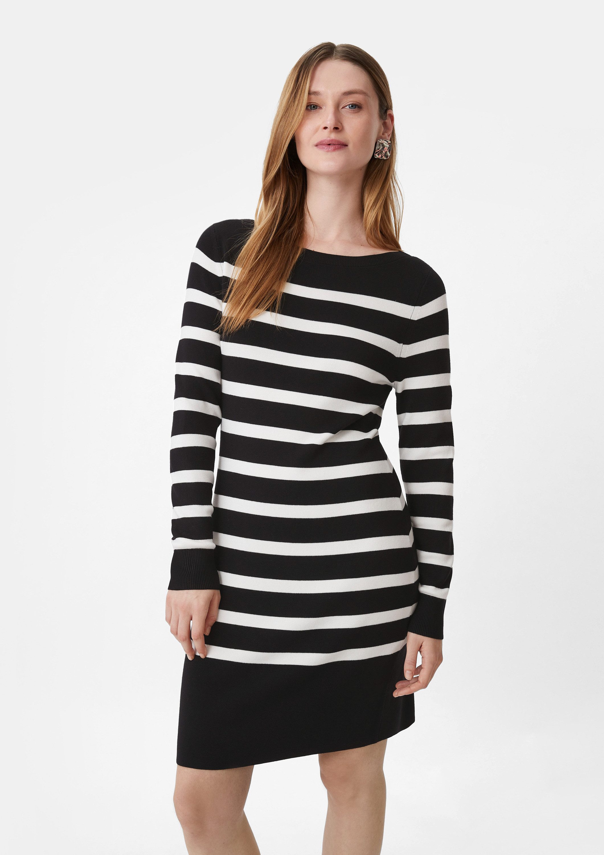 comma Minikleid Kleid Gestreiftes Kleid aus Feinstrick