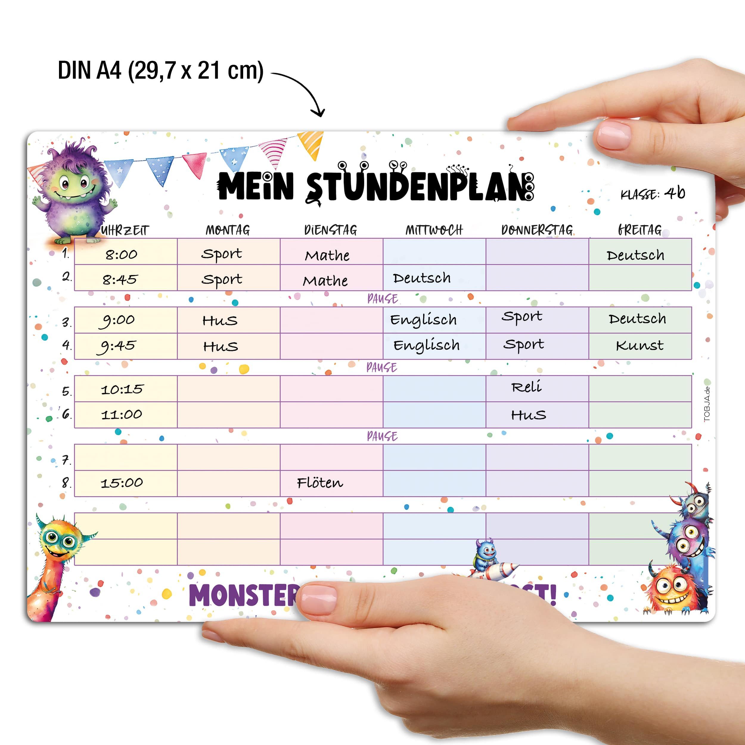 TOBJA Magnettafel Magnetischer Stundenplan Monster Design inkl. Stift, abwischbar magnetisch Wochenplaner Mädchen u. Jungen – Bild 3 von 5