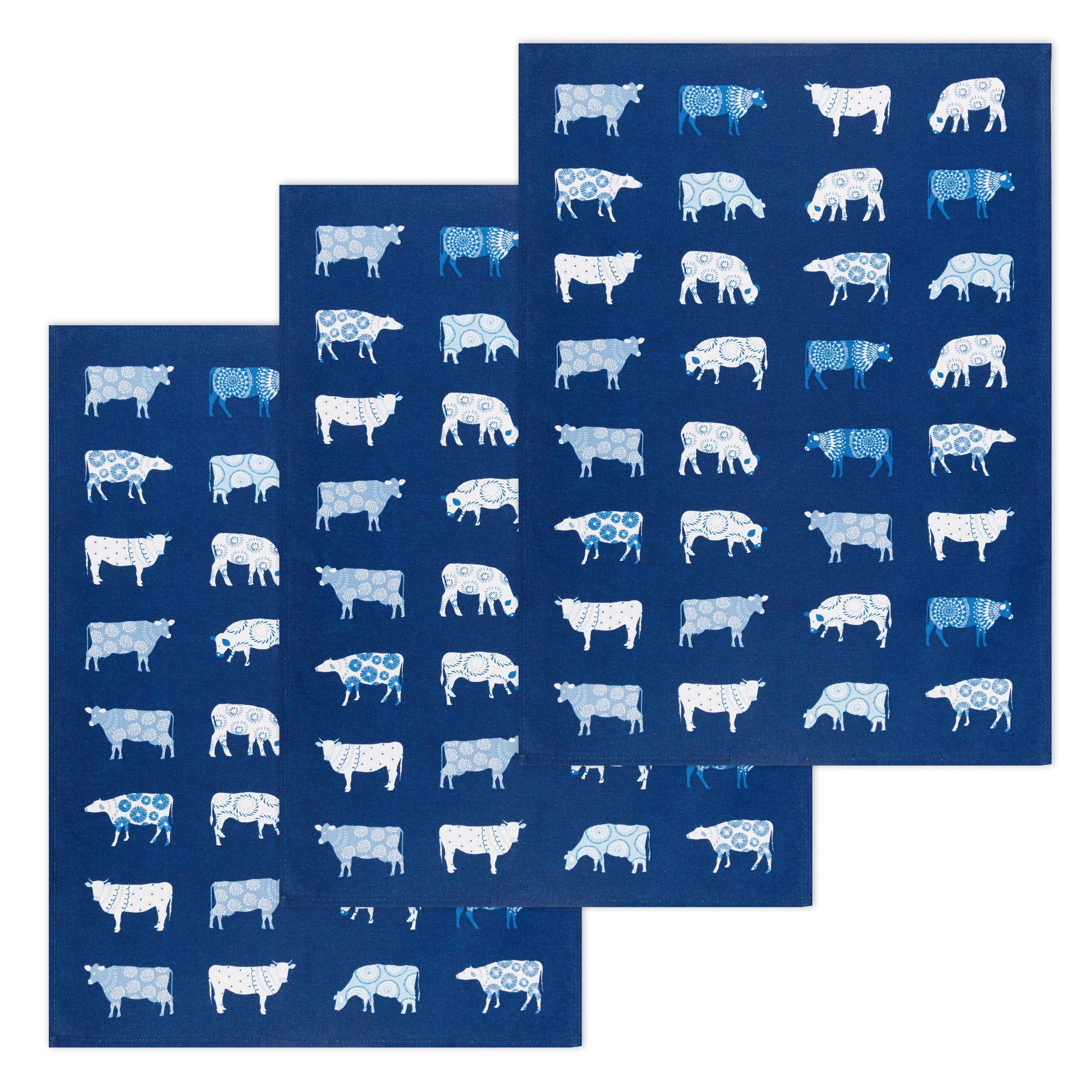 Kracht Geschirrtuch Kühe Blau, (Set, 3-tlg., günstig online kaufen