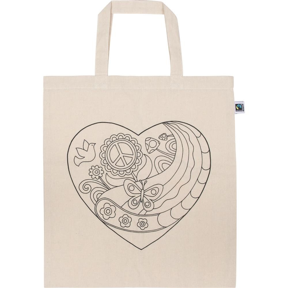 goki Bastelnaturmaterial Baumwollbeutel Herz 6er Set Stoffbeutel DIY zum Bemalen 38x42 cm, Fördert Kreativität und Feinmotorik