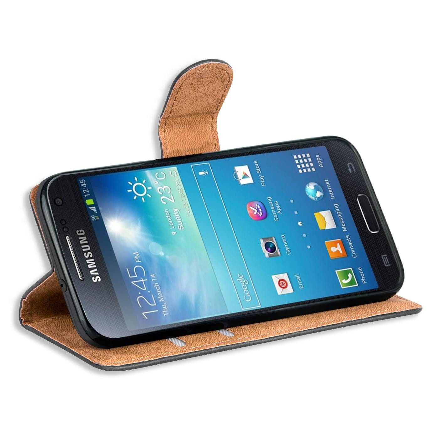 CoolGadget Handyhülle Wallet Klapp Tasche Book Case für Samsung Galaxy S4 5,0 Zoll, Hülle Klapphülle Flip Cover Etui Schutzhülle