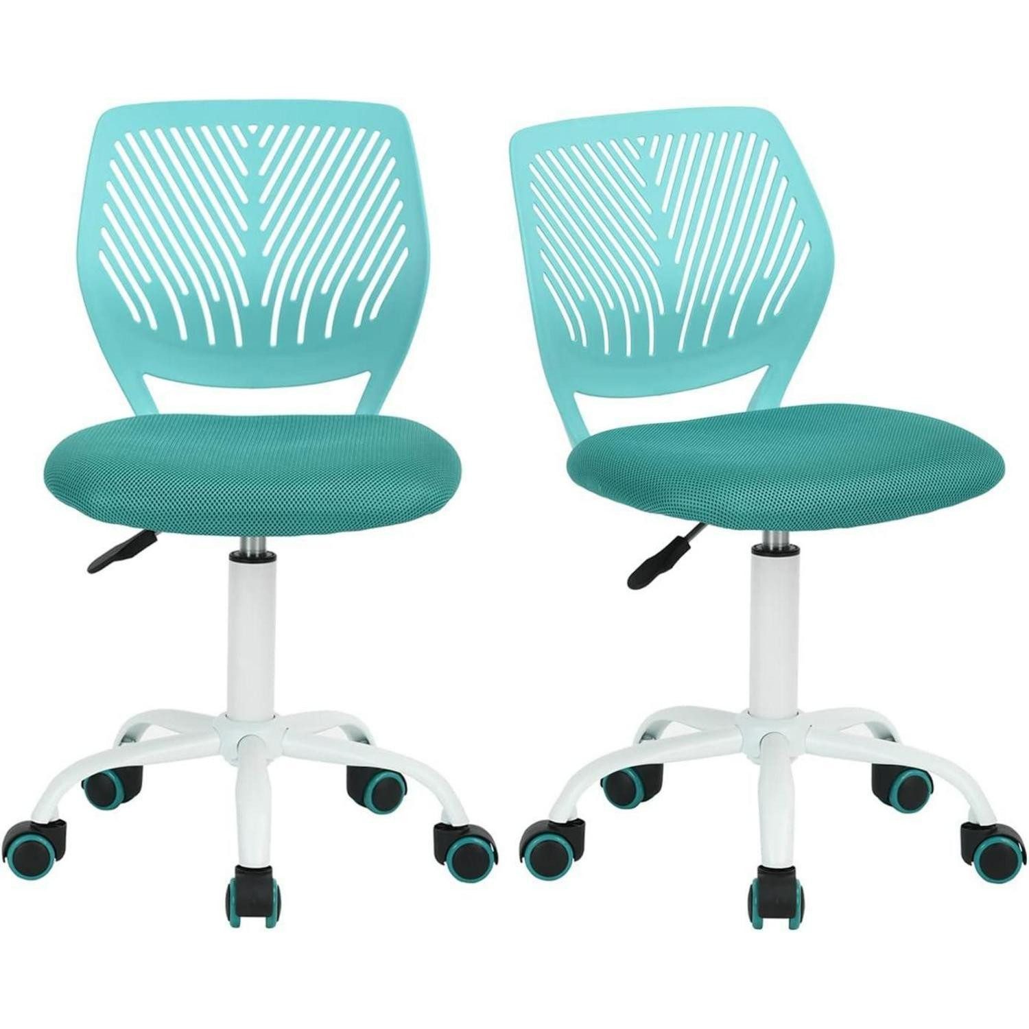 LuxusKollektion Schreibtischstuhl Schreibtischstuhl 2er Set Drehstuhl Stoffsitz Türkis Türkis und Türkis