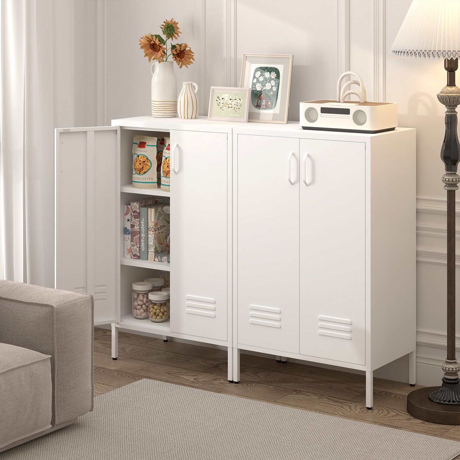 REDOM Aktenschrank Stahlspeicherschrank (mit 2 Türen & 2 verstellbaren Regalen, 1-St., 65*35*106.6cm)