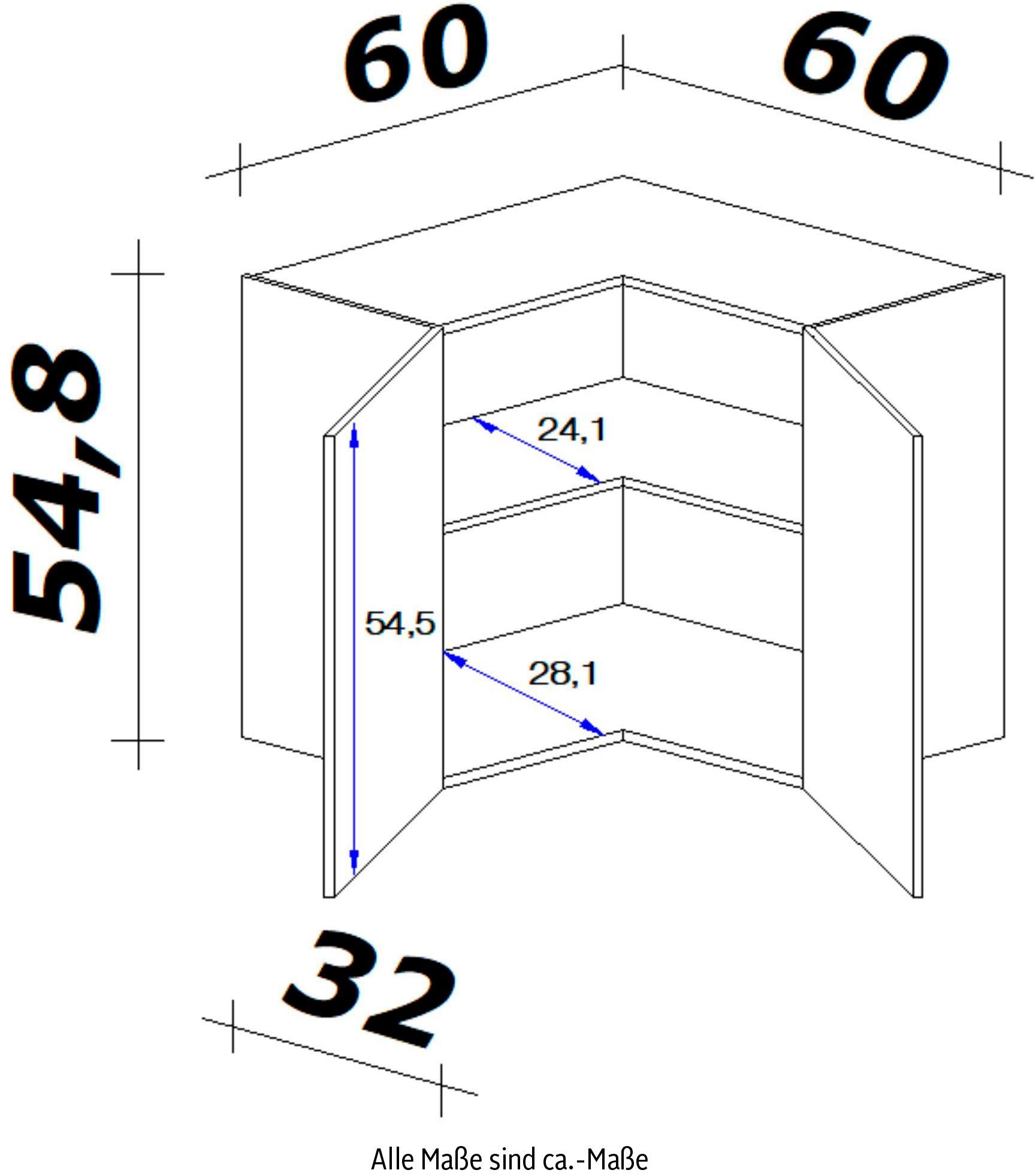 Vintea (B als 60 54,8 x cm, x Ecklösung Flex-Well H 32 T) x Eckhängeschrank x