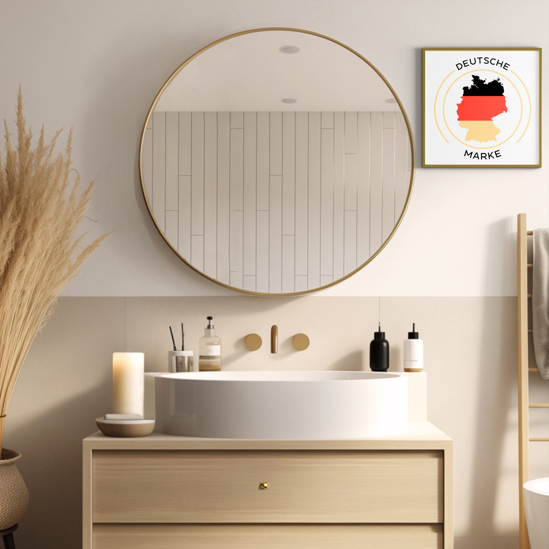 JOULISE Wandspiegel Design Wandspiegel Rund 50/60/70 cm für Badezimmer, Wohnzimmer & Flur