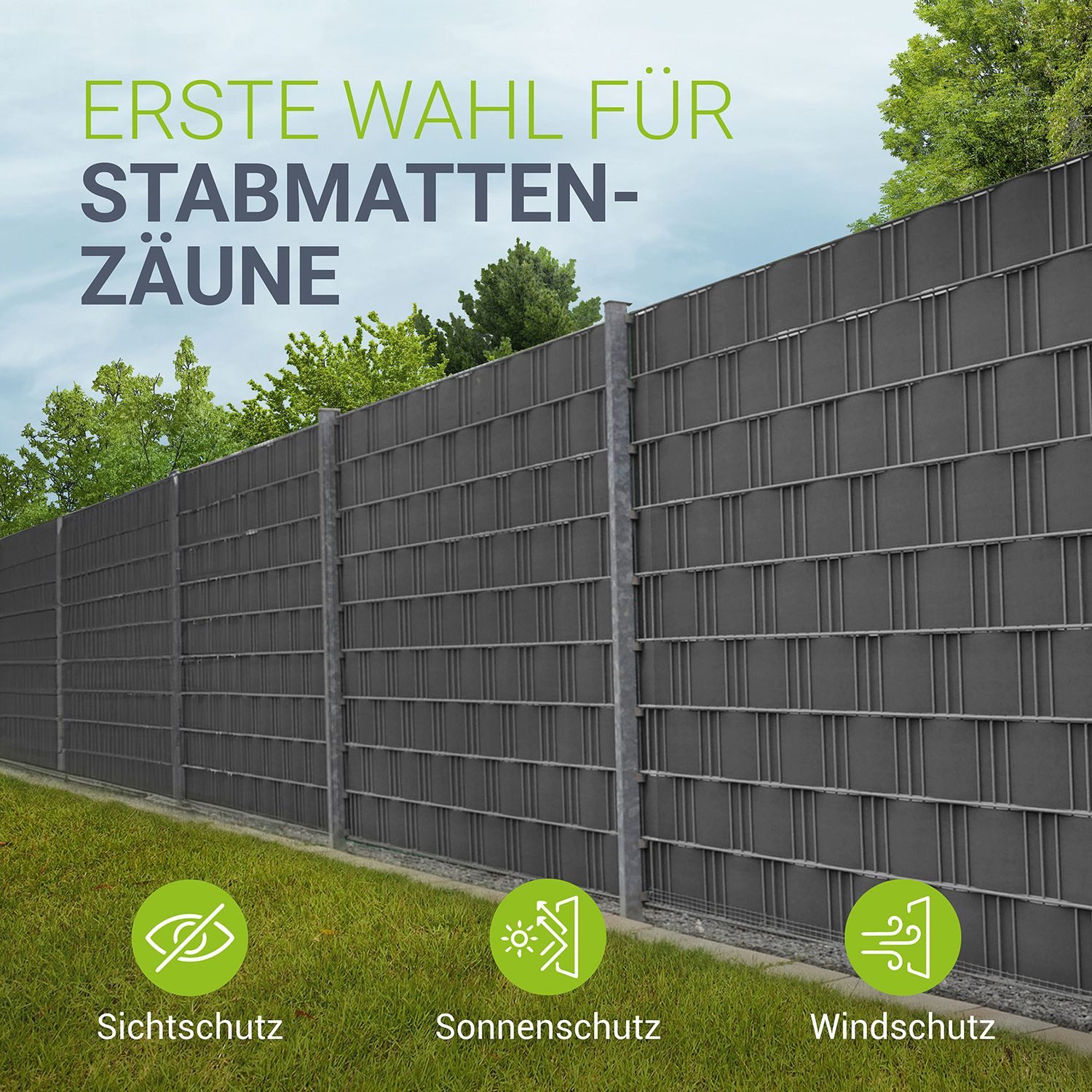 Juskys Sichtschutzstreifen PVC Sichtschutzstreifen, Doppelstabmatten Zaun, günstig online kaufen