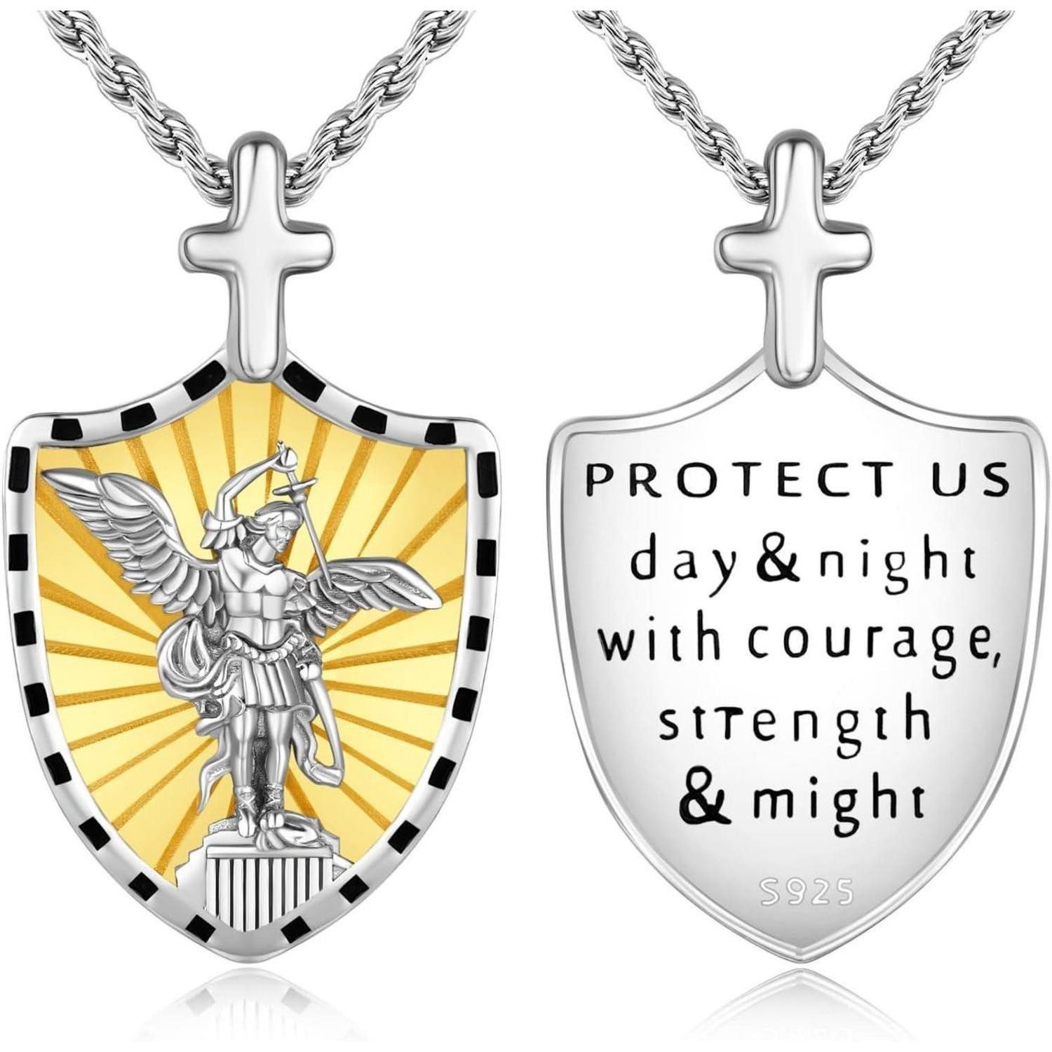 LuxusKollektion Engelanhänger Halskette 925 Sterlingsilber Heilige Erzengel St Michael Halskette 14