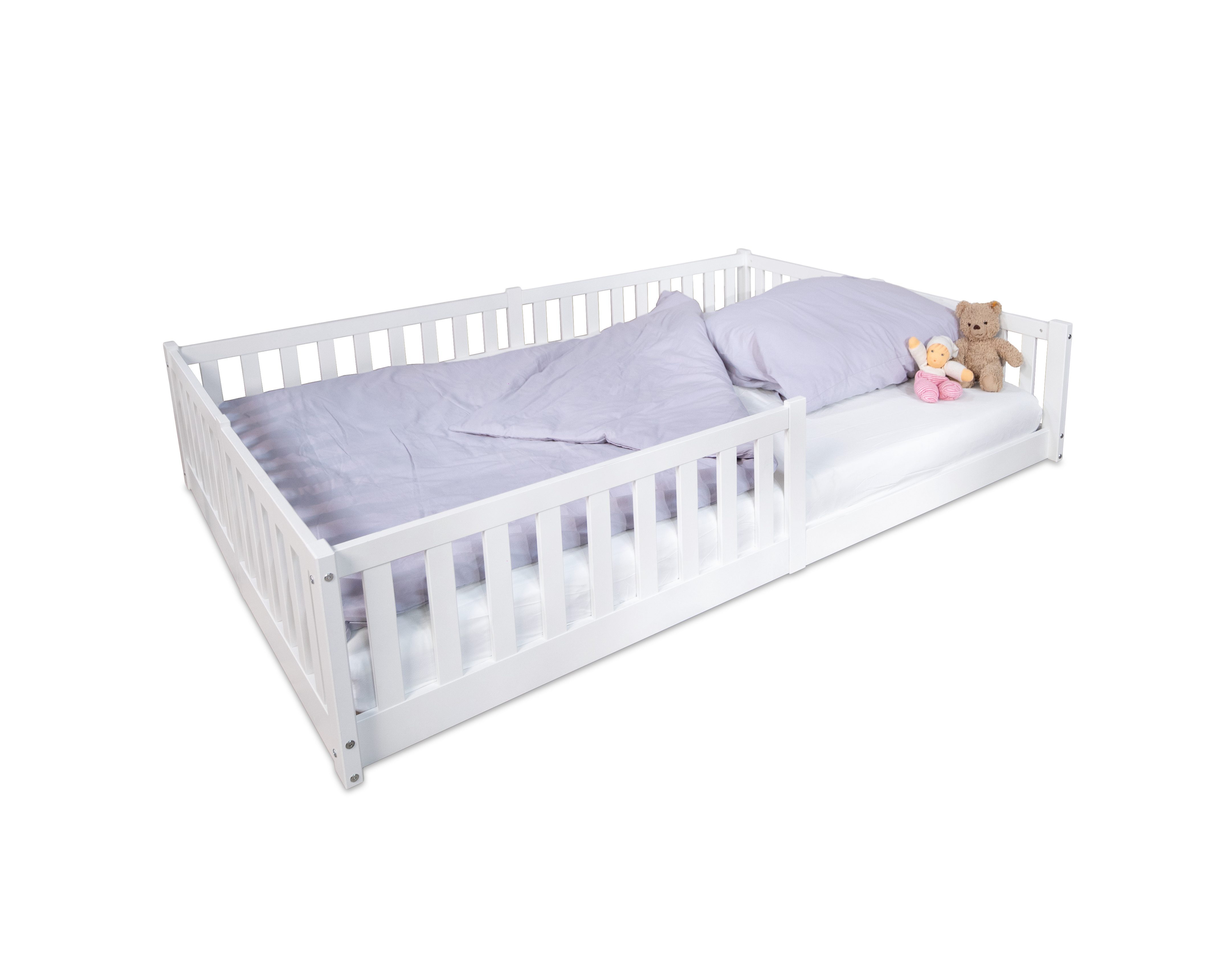 tiSsi® Hausbett tiSsi® Bodenbett / Hausbett ENNO 140x200 cm Buche inkl. opt. Dach (Set, Inklusive Dach und Rollrost), inkl. Rollrost und optionalem Dach