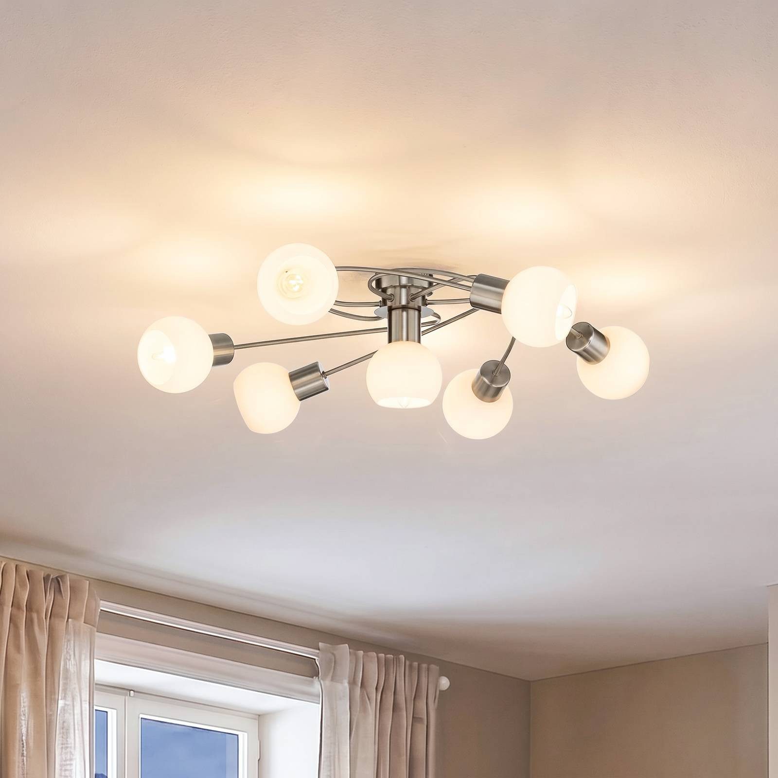 Lindby Deckenleuchten Ciala, Glas Alu IP20, 7 x 4,5 W LED