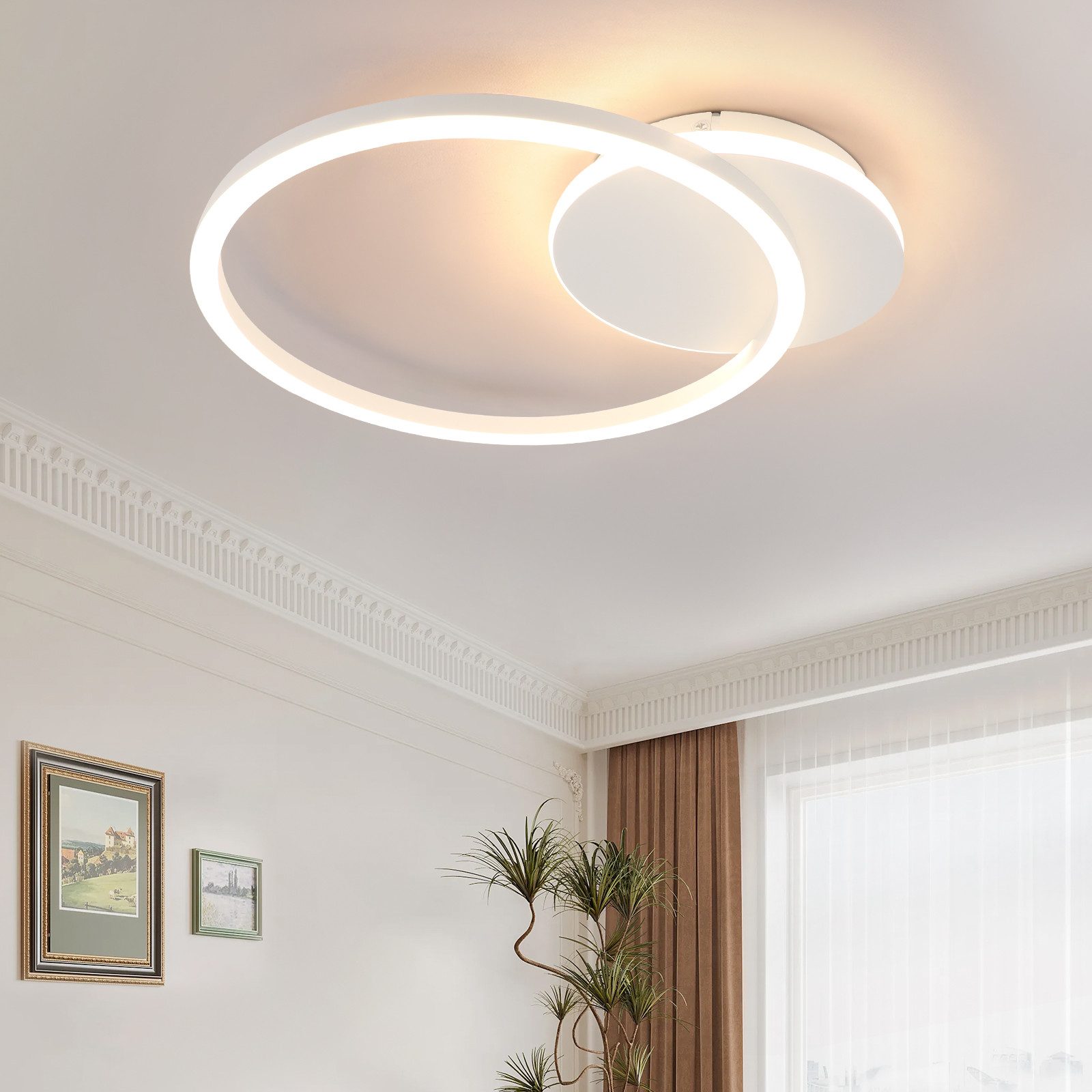 ZMH LED Deckenleuchte Wohnzimmer - 24W 2-Ringen Deckenlampe 3000K Flur Meta günstig online kaufen