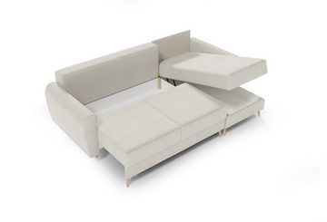 MOEBLO Ecksofa DEILA I, Couch für Wohnzimmer, Schlafsofa Sofagarnitur Sofa Eckcouch L-Form Wohnlandschaft mit 3 Rückenkissen - (BxHxT): 240x90x140 cm, mit Schlaffunktion und Bettkasten