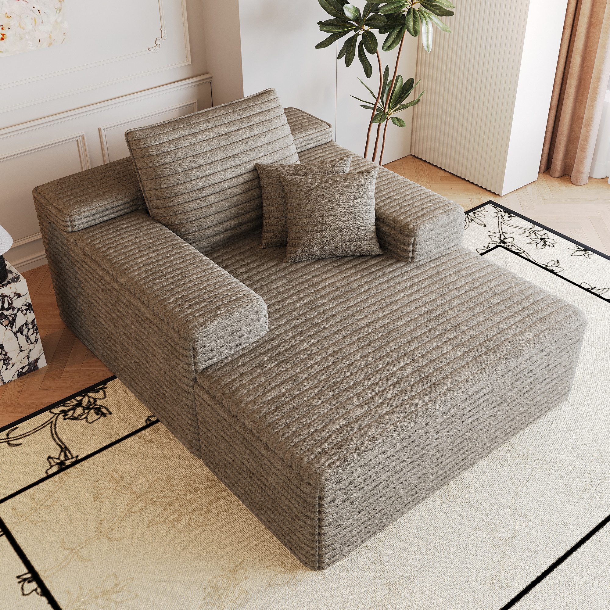 GLP Chaiselongue Cordsofa 115x159 cm, Boneless, ohne Montage, Einzelstück, XXL-Loungekomfort mit Cordbezug, tiefem Sitz und 2 Rückenkissen
