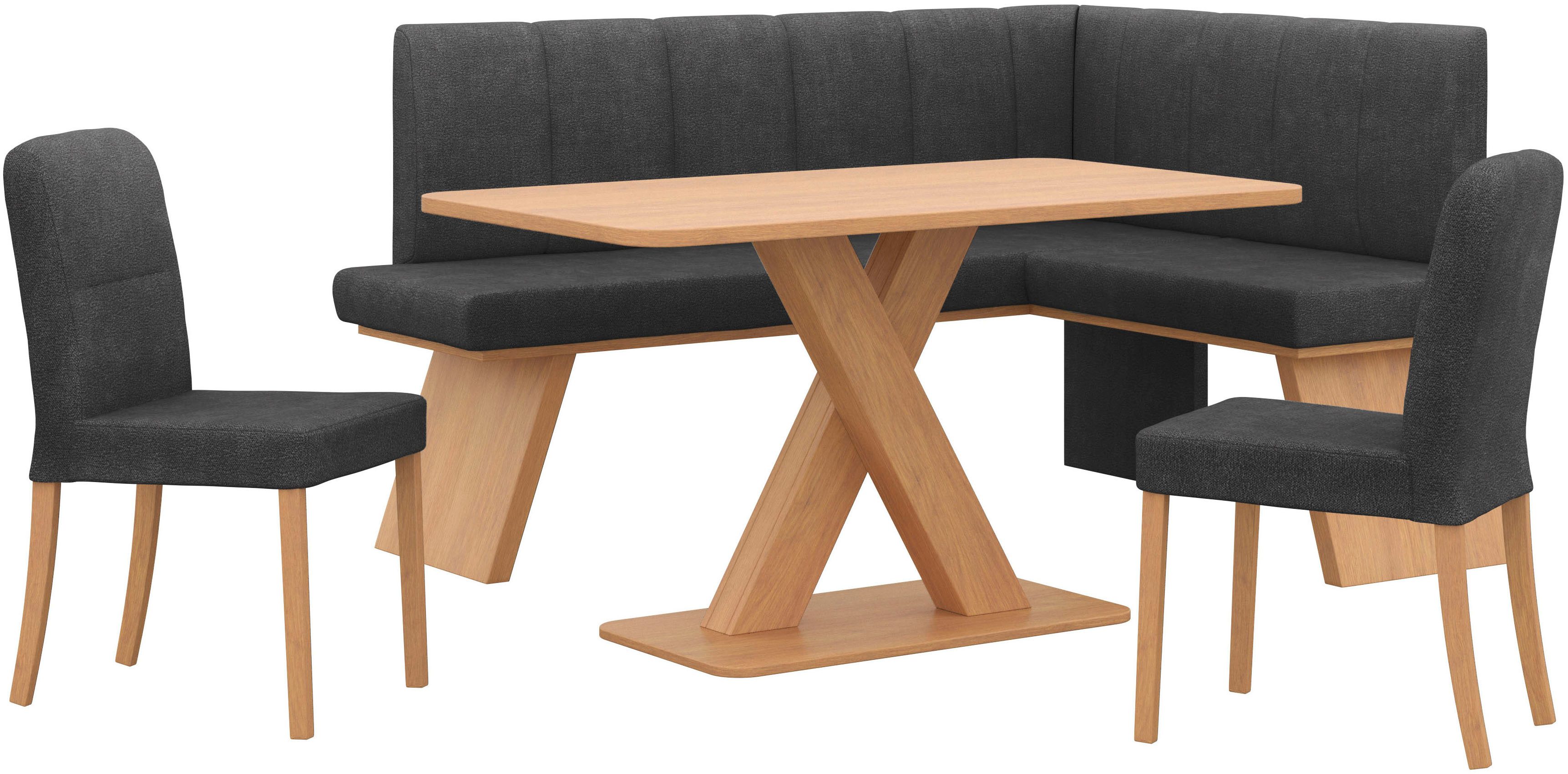Home affaire Eckbankgruppe Nina, (Set, 4-tlg., 4er), Sitzgruppe Esszimmer Stühle Tisch und Bank bequem gepolstert