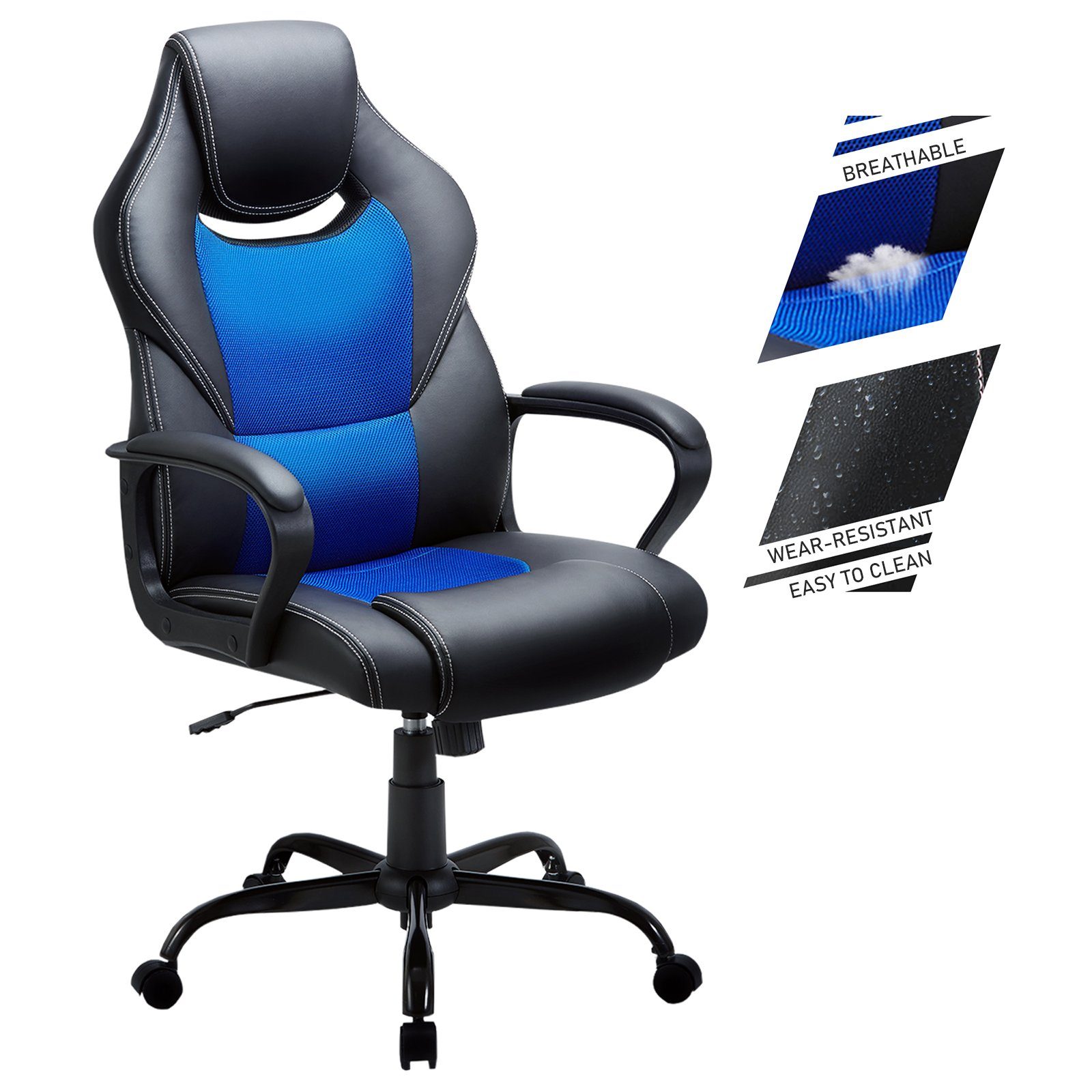 E.For.U Gaming-Stuhl Gaming Stuhl höhenverstellbarer F003, Ergonomischer Blau