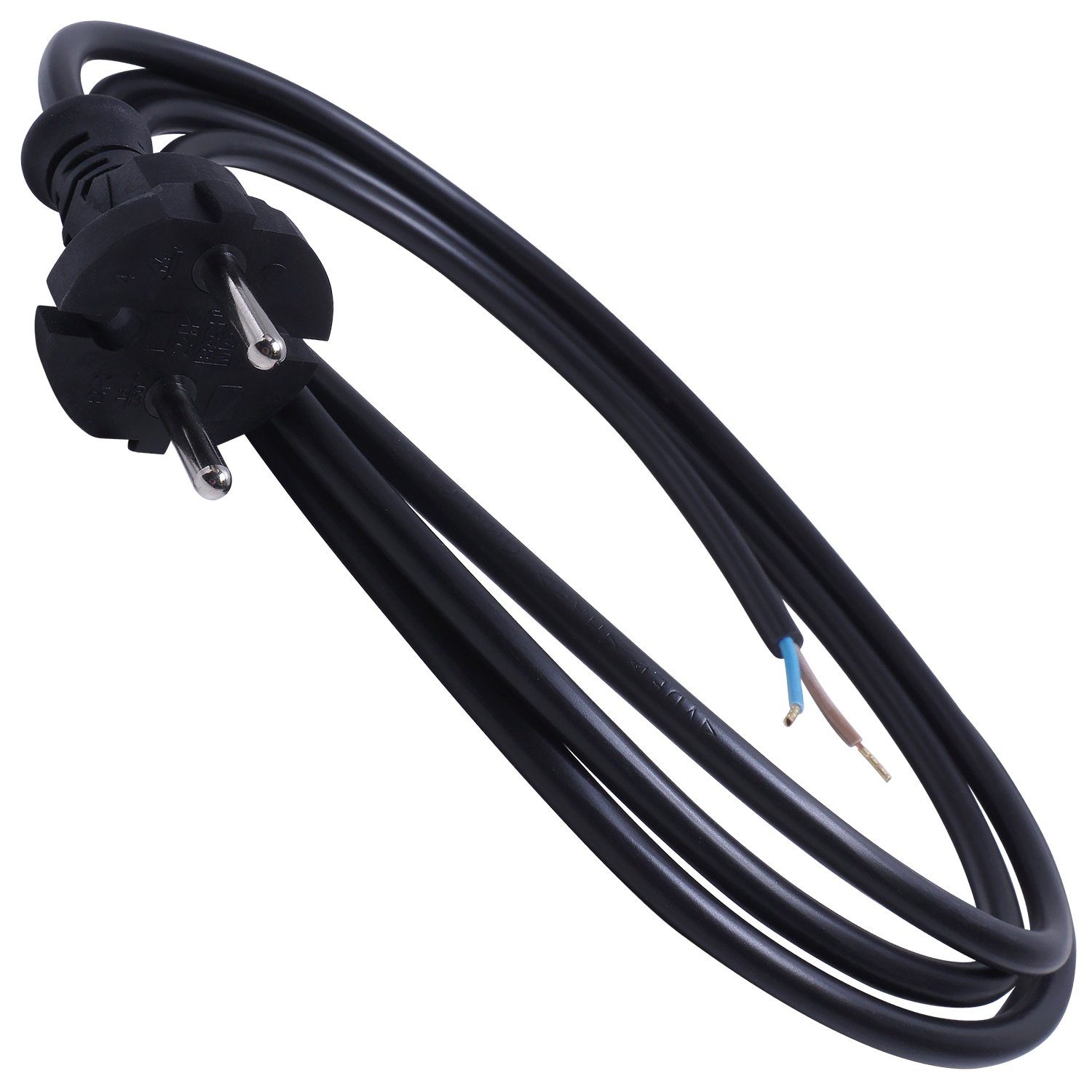 VIOKS Anschlusskabel 2 m Konturenstecker auf Aderendhülsen Netzkabel, für Haartrockner