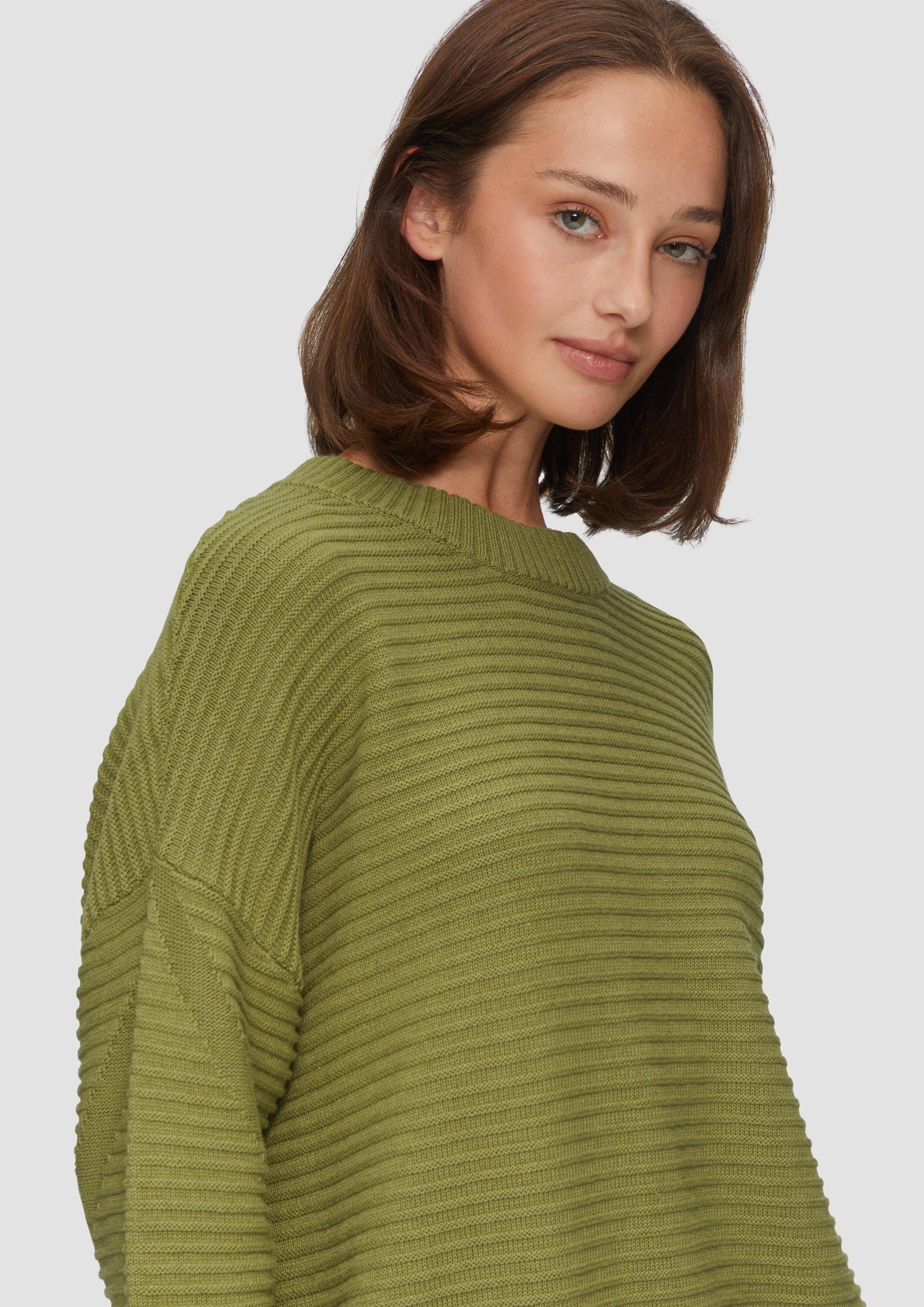 s.Oliver Longpullover Strickpullover Oversized Strickpullover mit Ottoman-Struktur